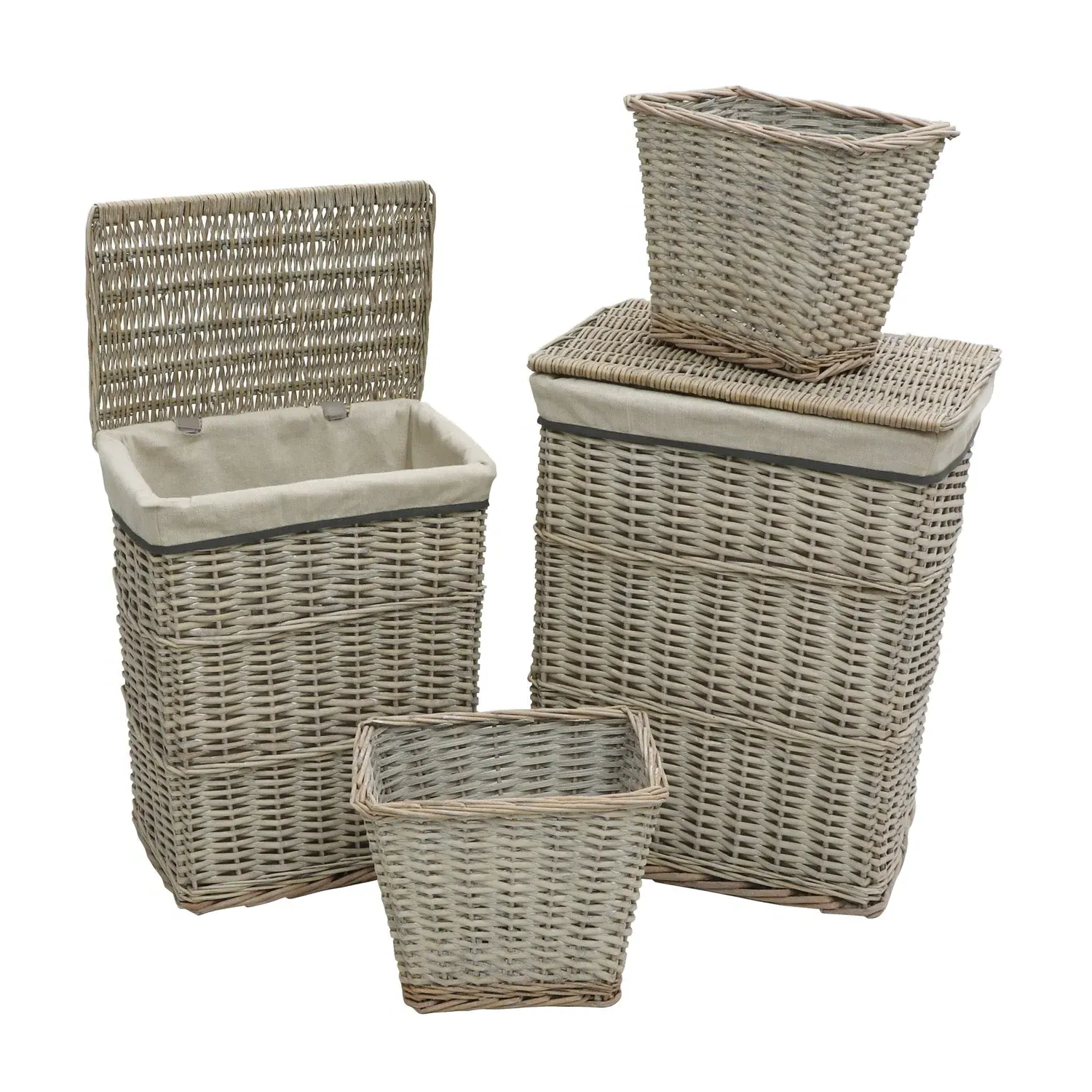 Rectangle Laundry Basket Set with Bins - Grey, Willow