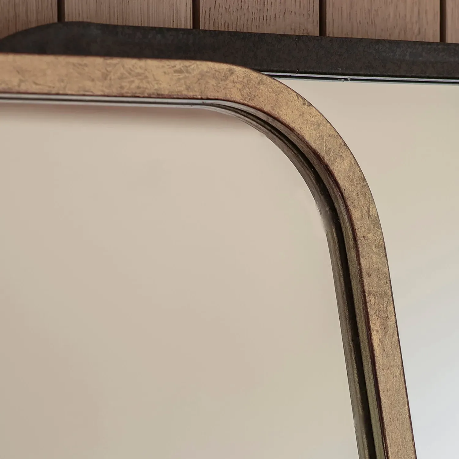Rectangle Mirror with Curved Corners - Gold, Metal image