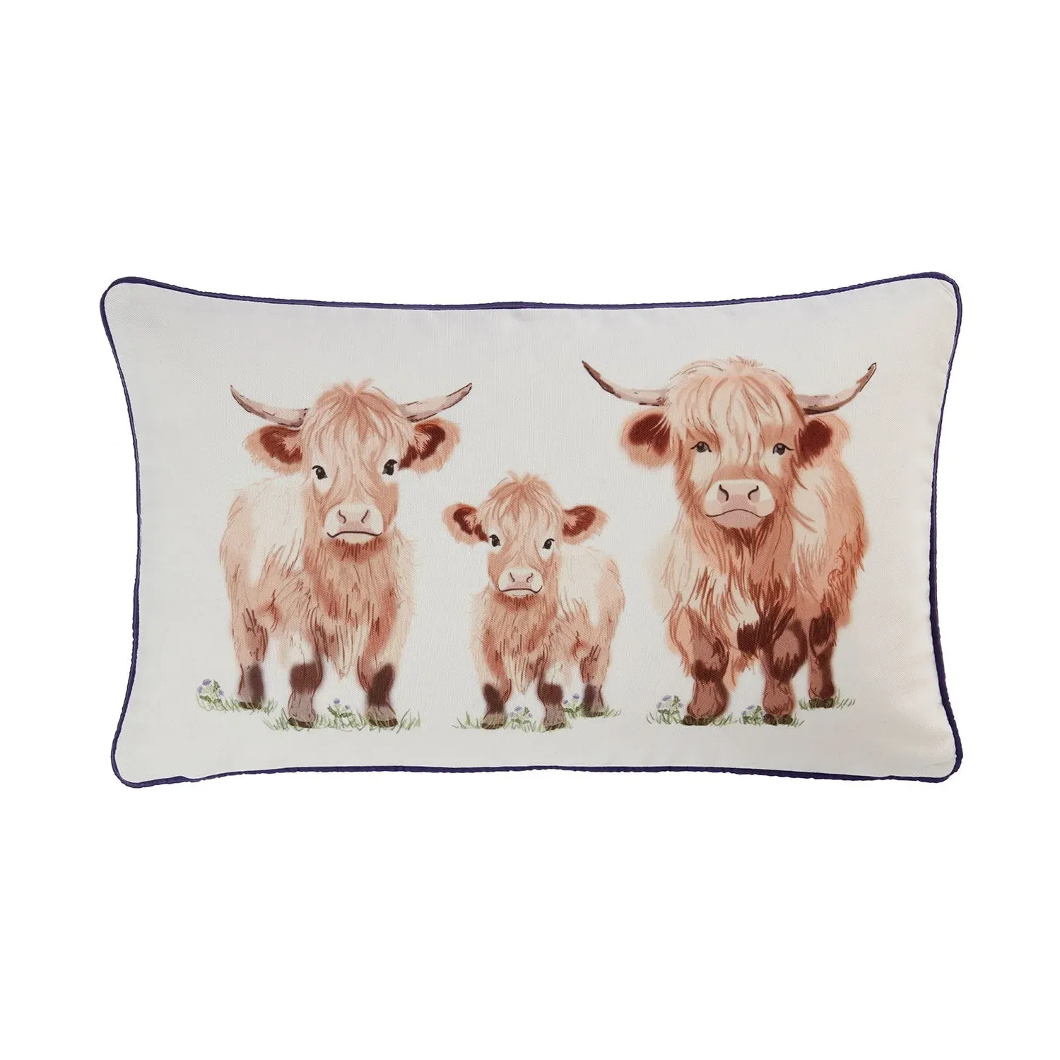 Rectangular Cushion Highland Cow Print - Natural