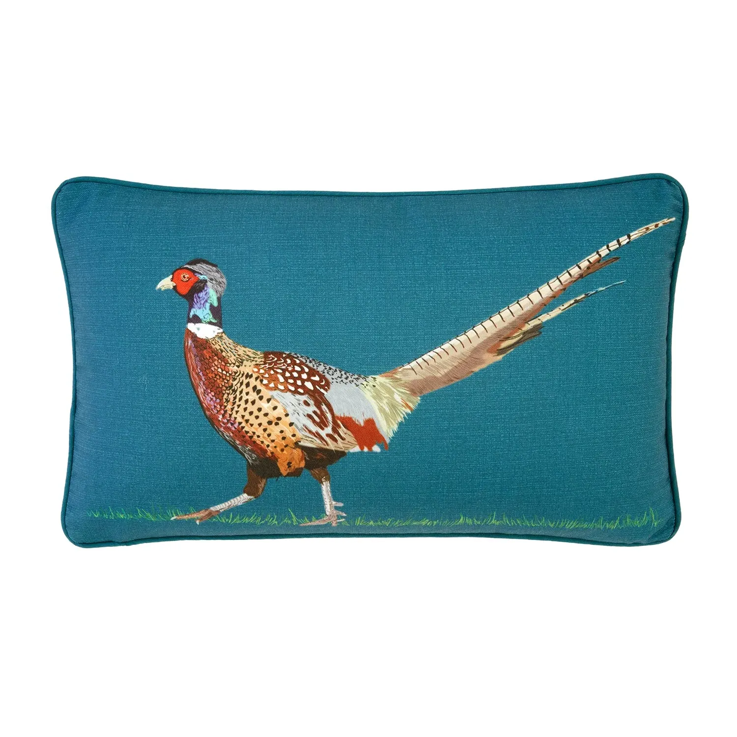 Rectangular Cushion Pheasant Print - Teal image