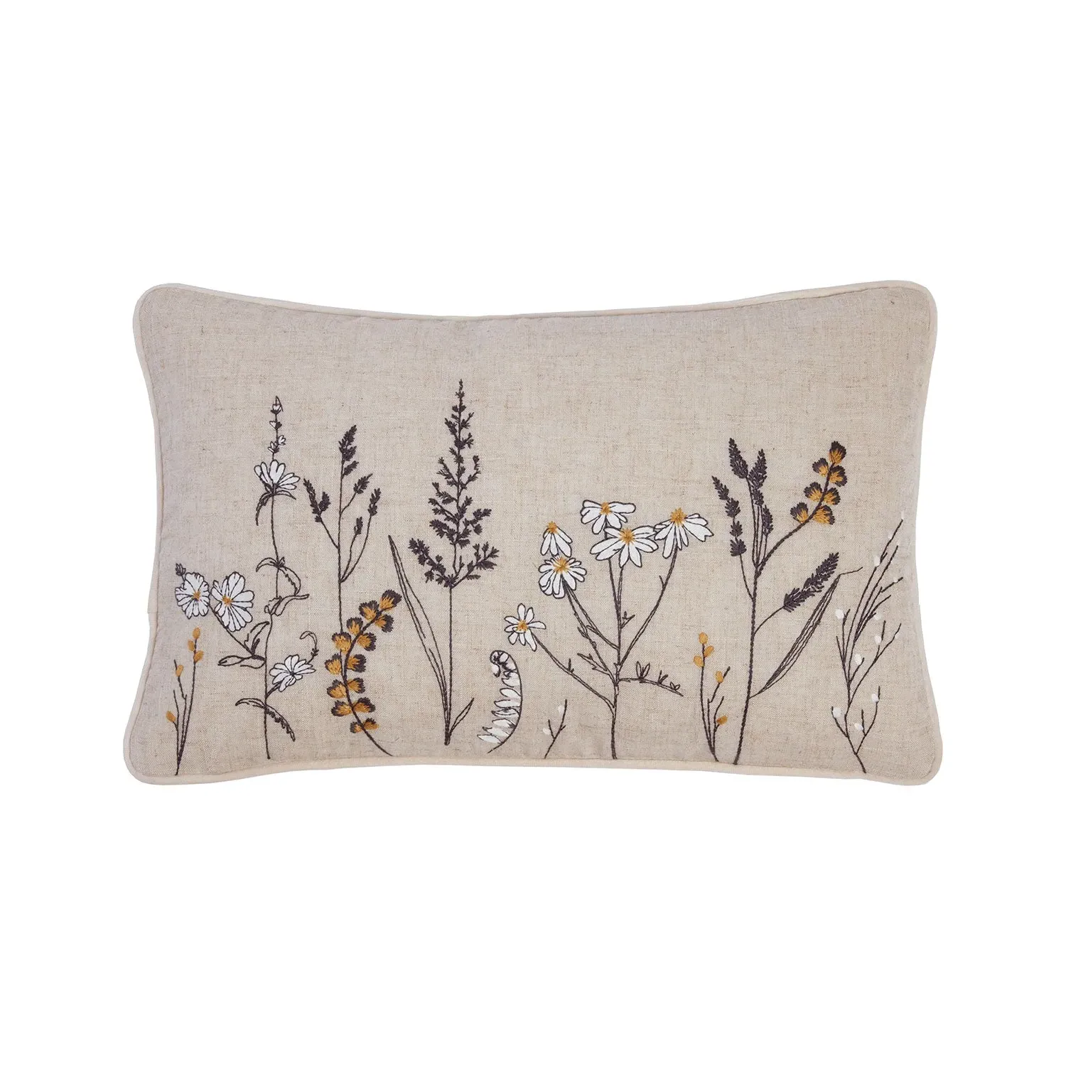 Rectangular Cushion with Embroidery - Natural image