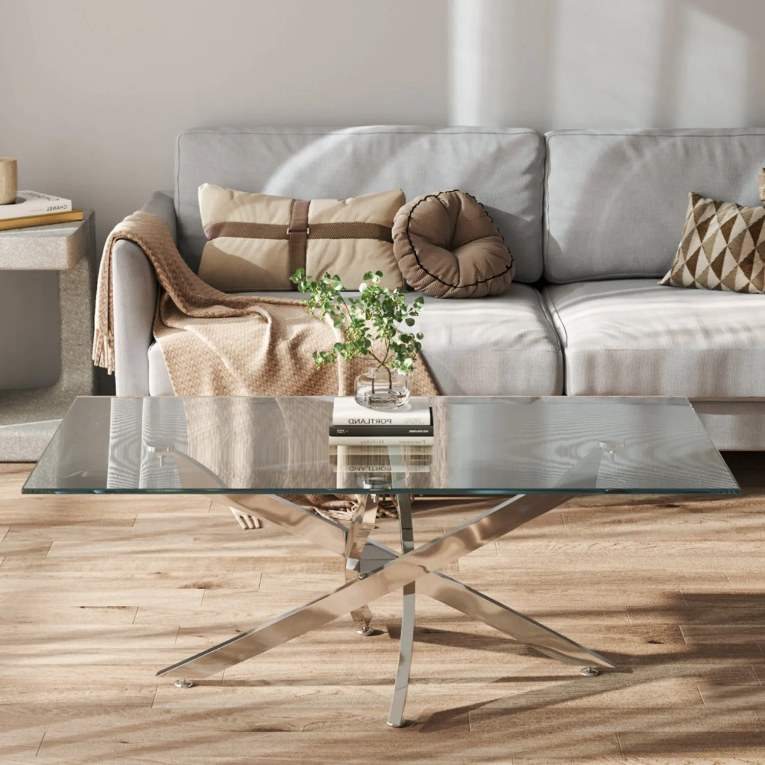 Rectangular End Table - Clear, Tempered Glass alternate view