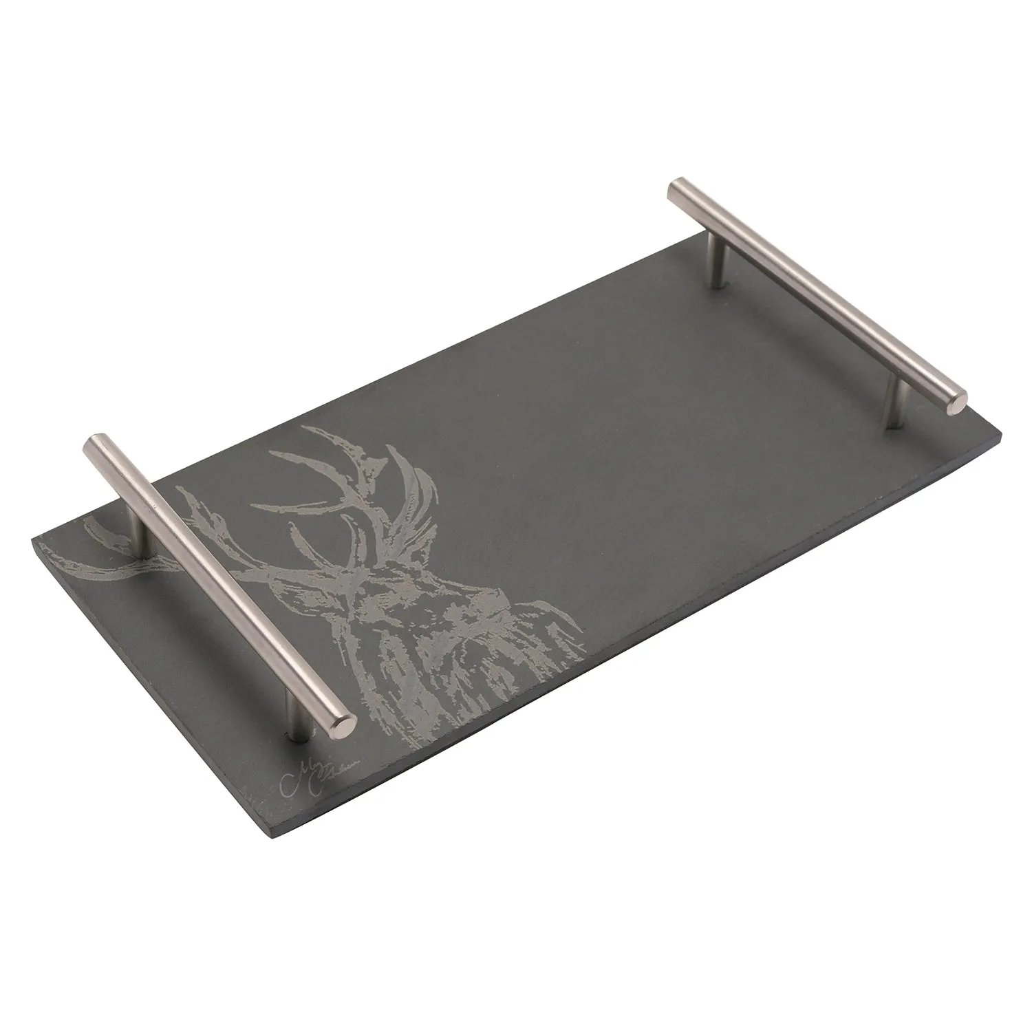 Rectangular Serving Tray with Handles - Black Slate