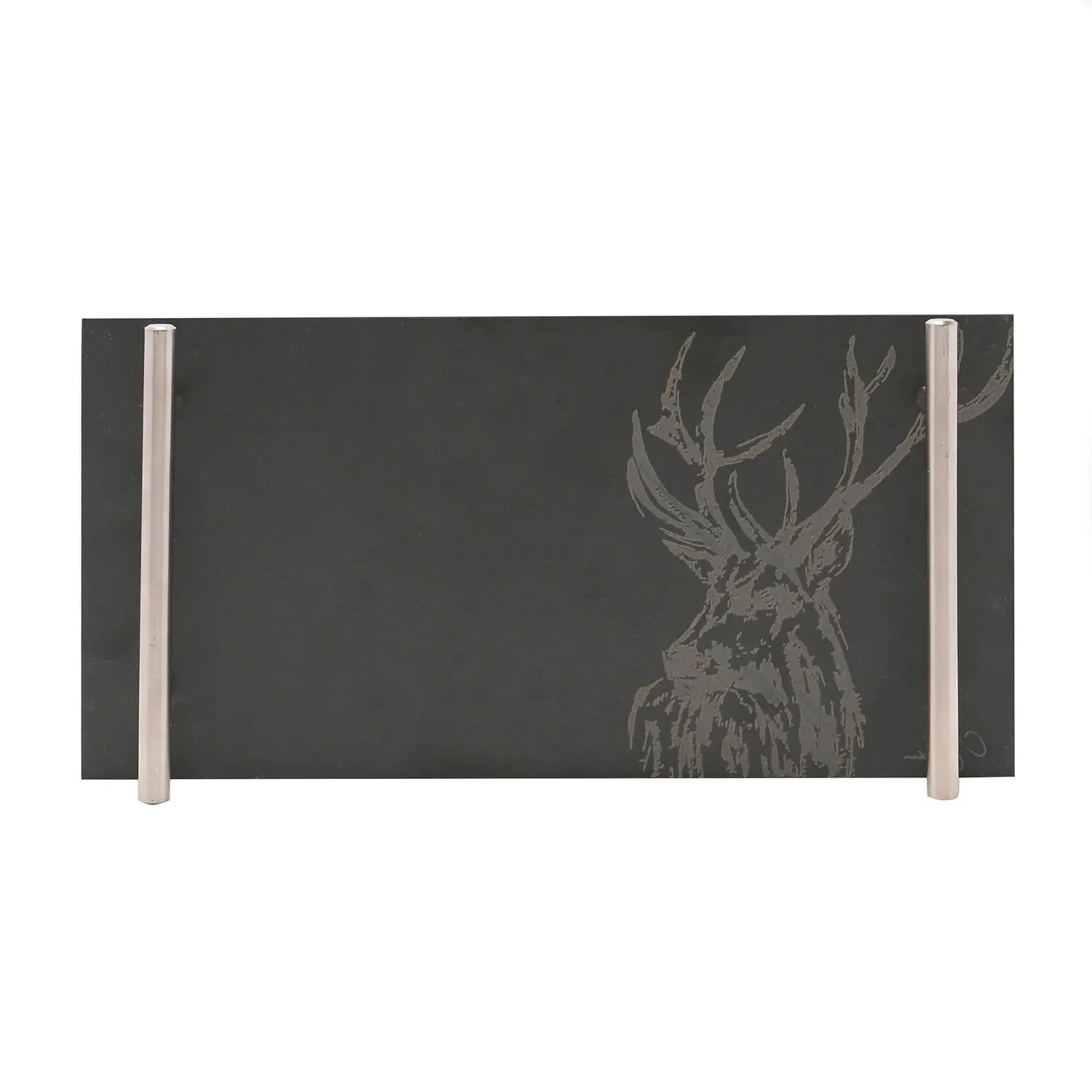 Rectangular Serving Tray with Handles - Black Slate image