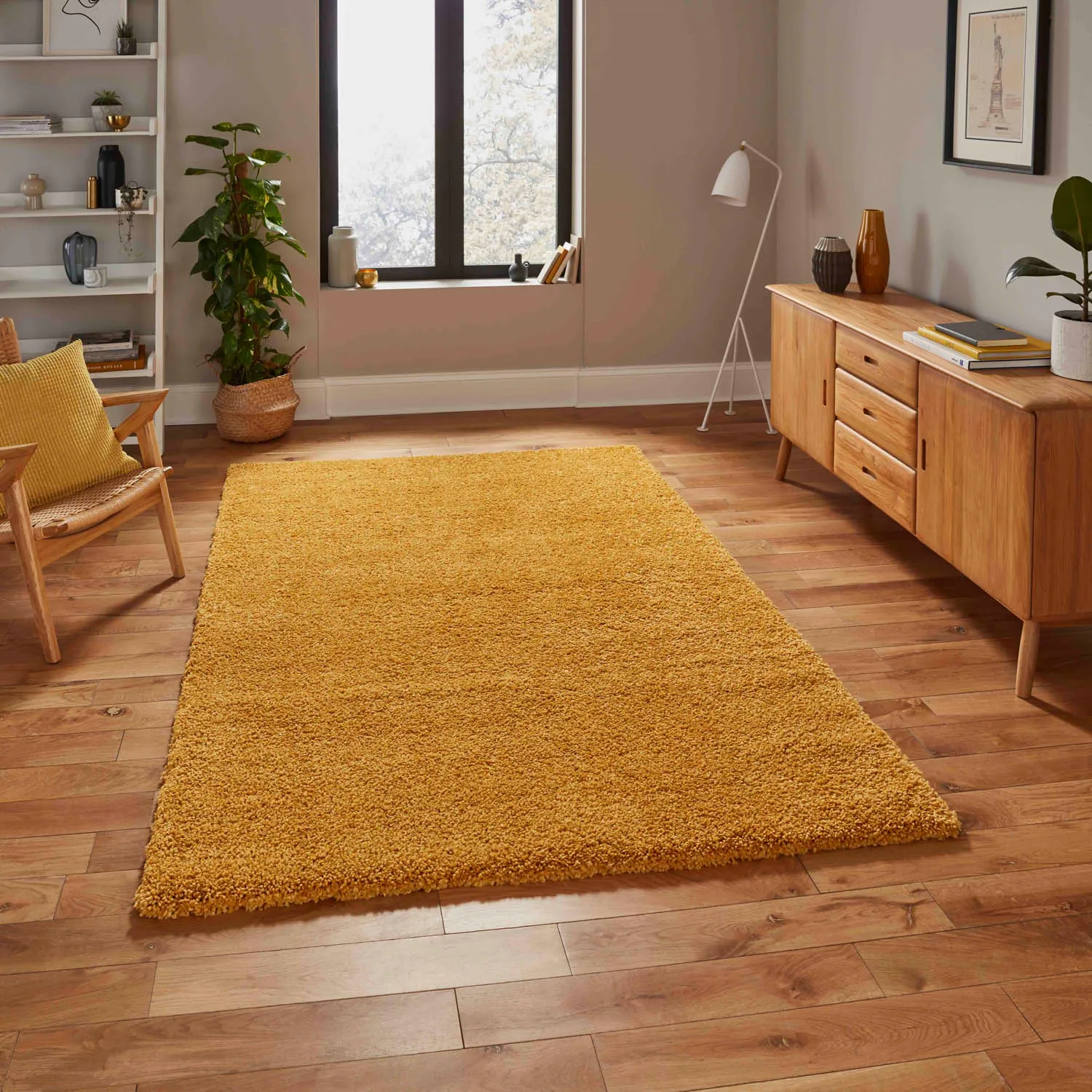 Rectangular Shaggy Rug - Yellow, Polypropylene