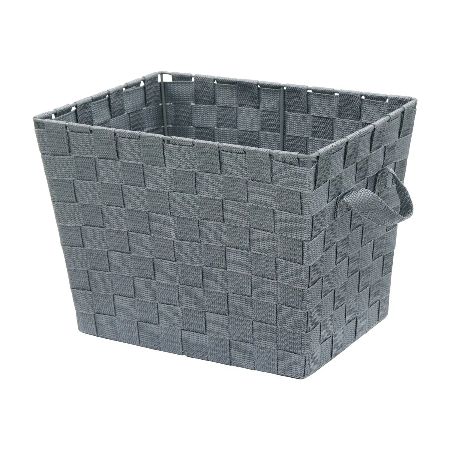 Rectangular Storage Basket with Handles - Grey, Nylon