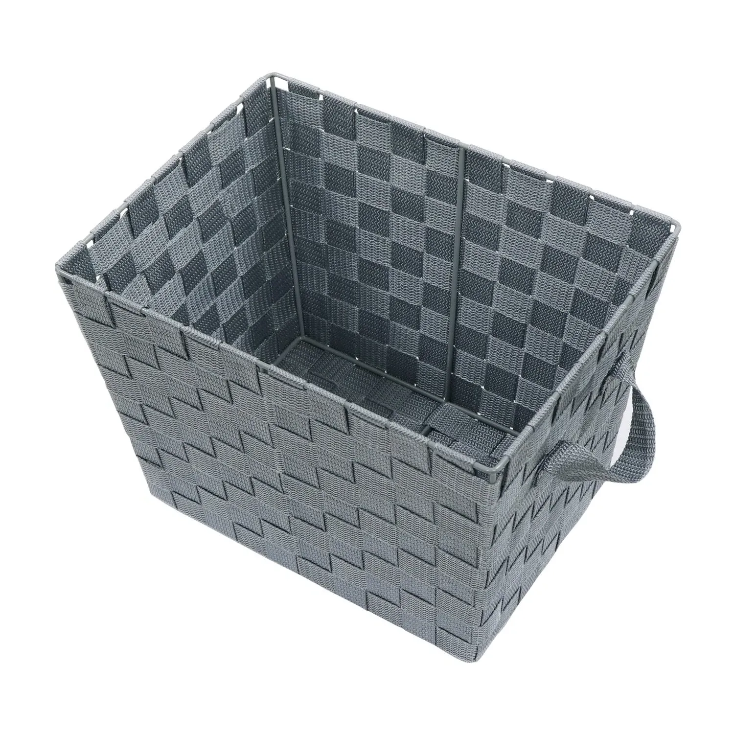 Rectangular Storage Basket with Handles - Grey, Nylon