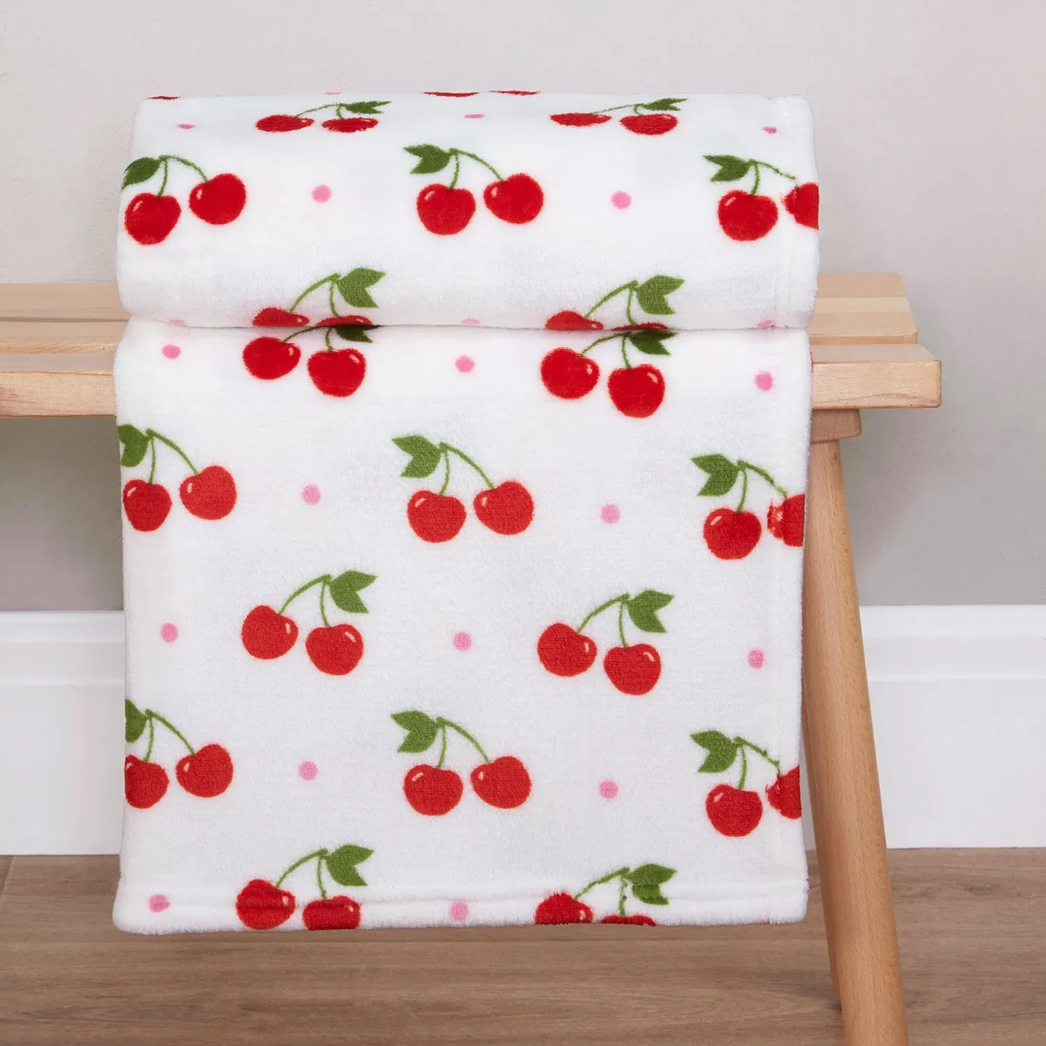 Red Cherries Printed Fleece Throw - Multi, Fleece product
