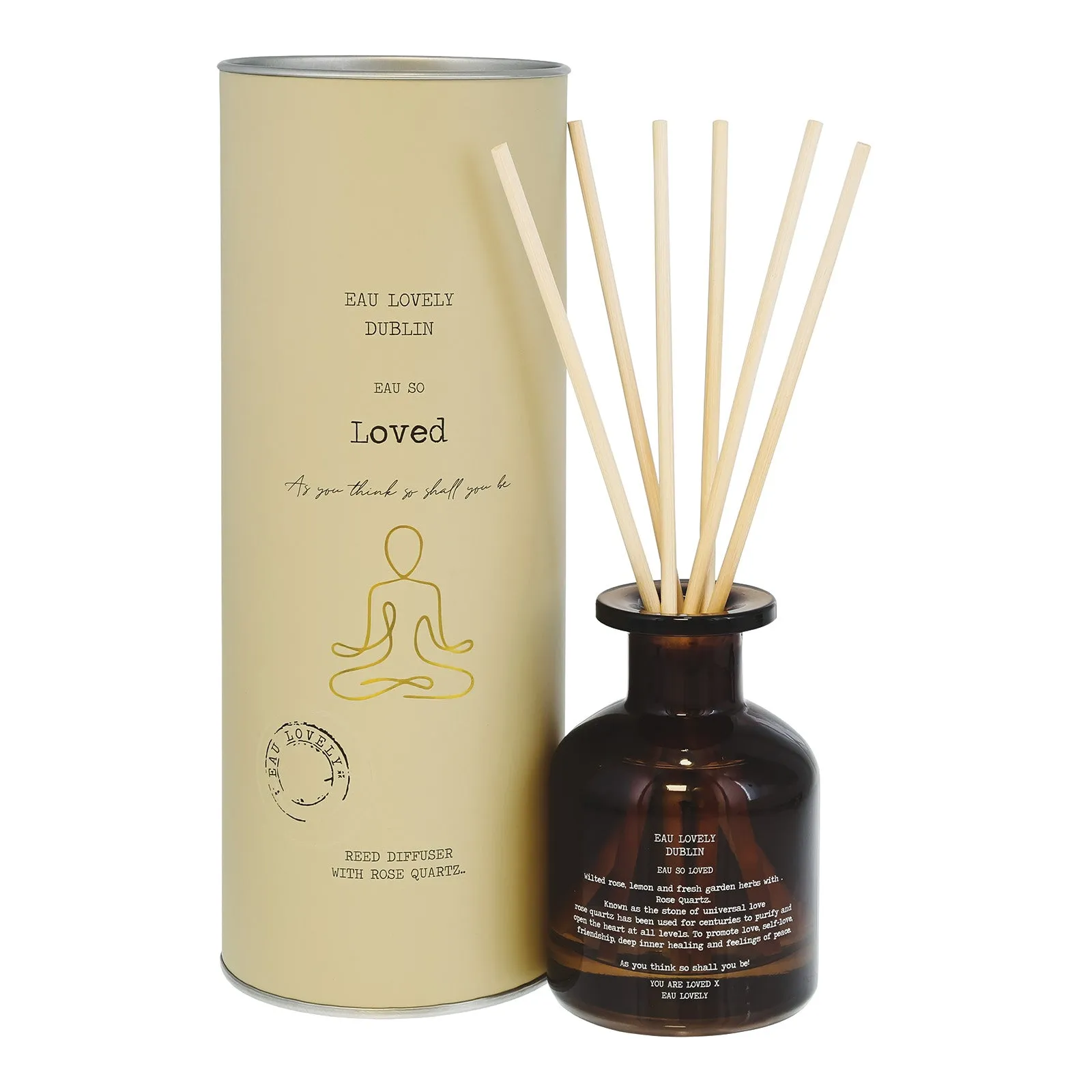 Reed Diffuser with Rose Quartz - Brown