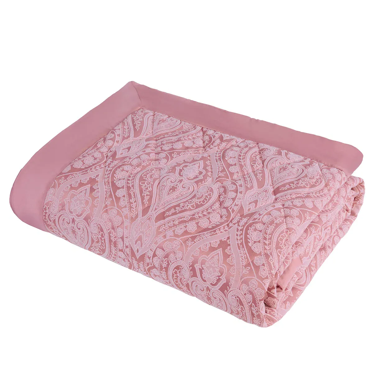 Quilted Jacquard Bedspread - Blush, Cotton by Julian Charles