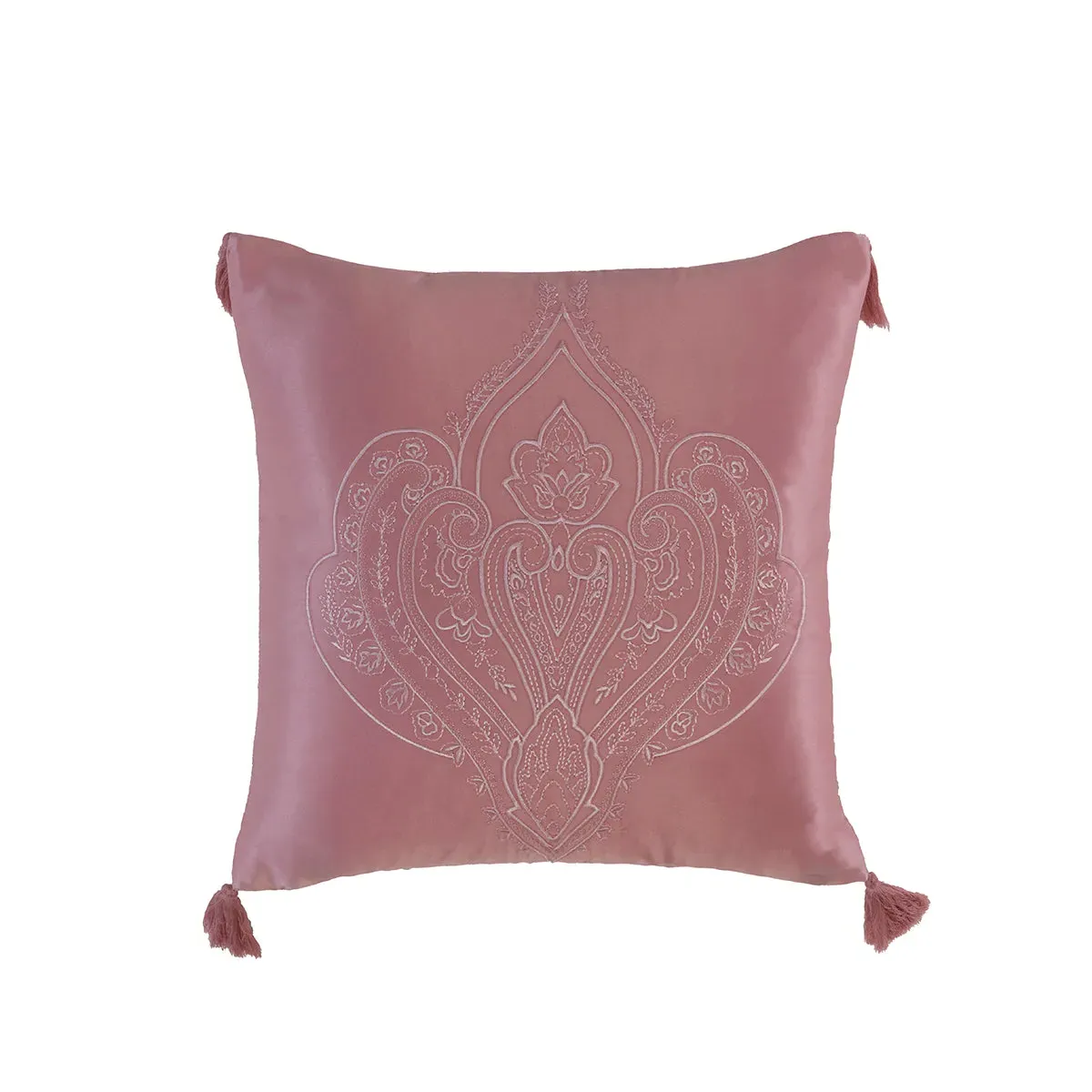 Regency Embroidered Matt Satin Cushion - Pink by Julian Charles