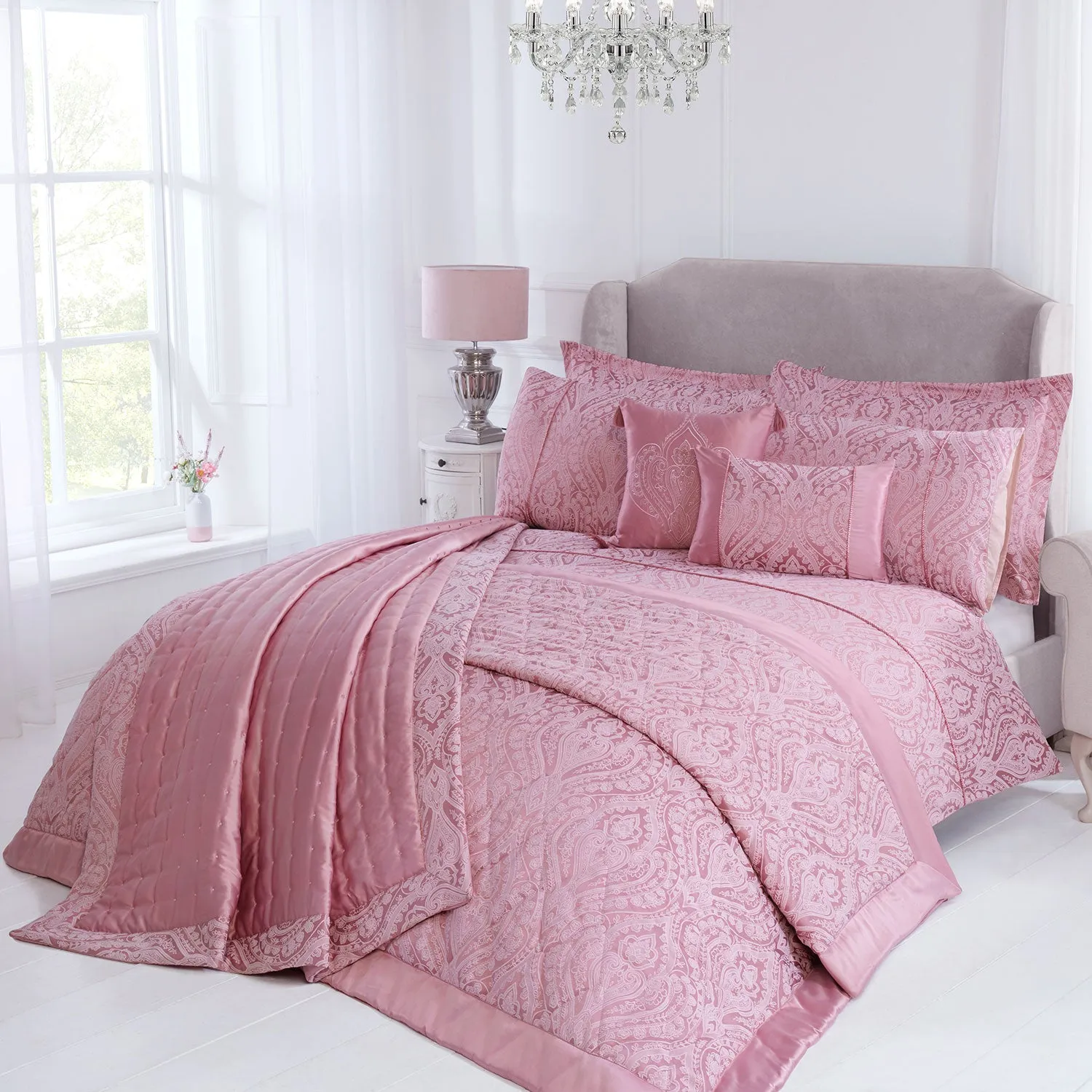 Regency Single Duvet Cover - Blush Pink, Cotton Jacquard product