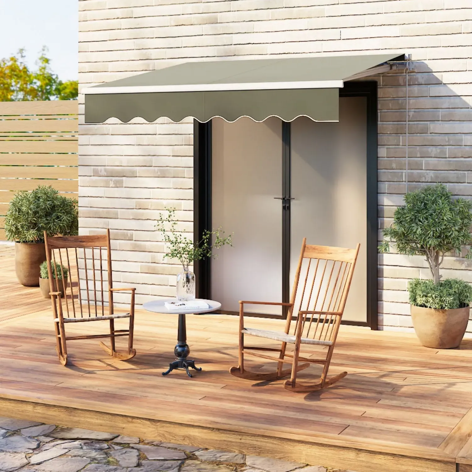 Retractable Manual Patio Awning 2.5 x 2m - Grey, Polyester by Julian Charles, image 2