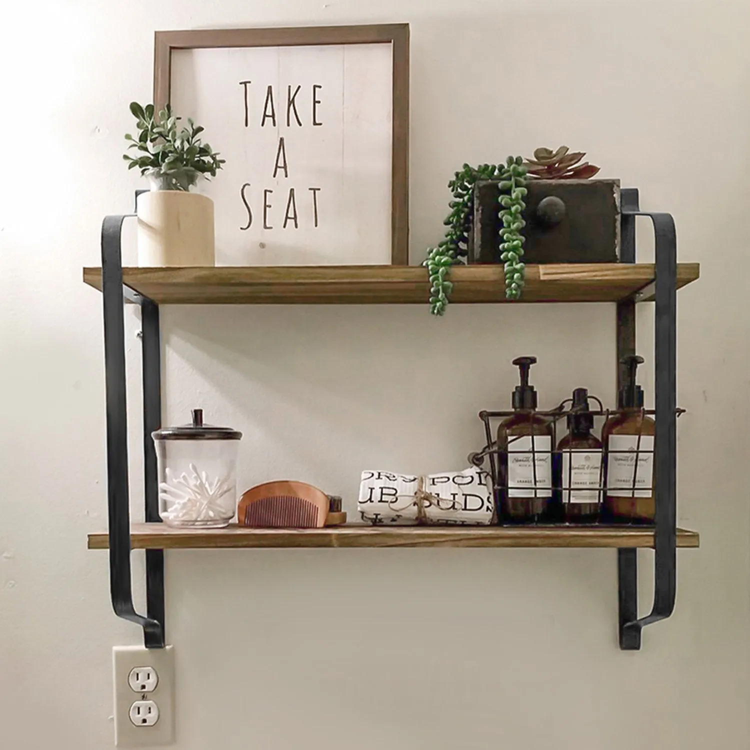 Retro 2-Tier Wooden Shelf - Natural by Julian Charles, alternate view
