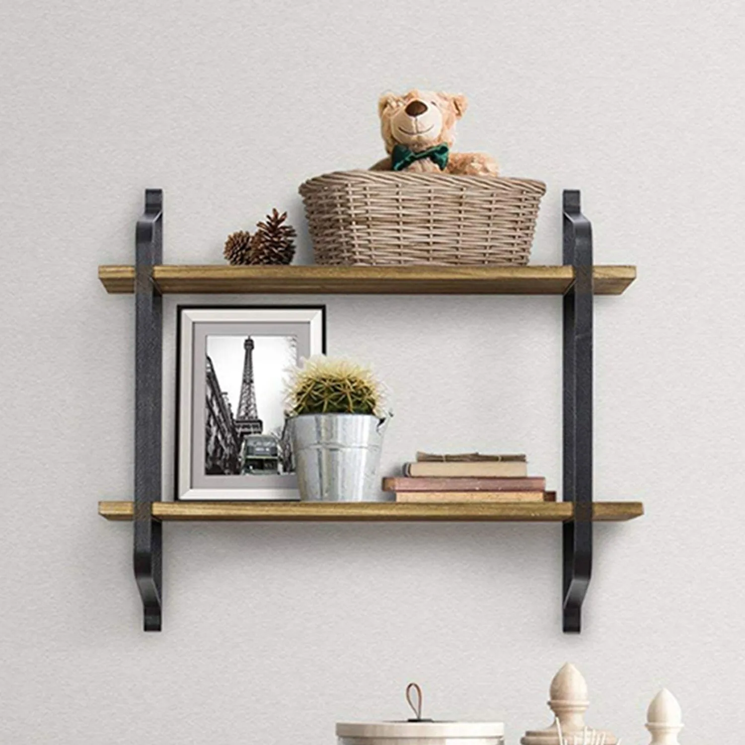 Retro 2-Tier Wooden Shelf - Natural by Julian Charles