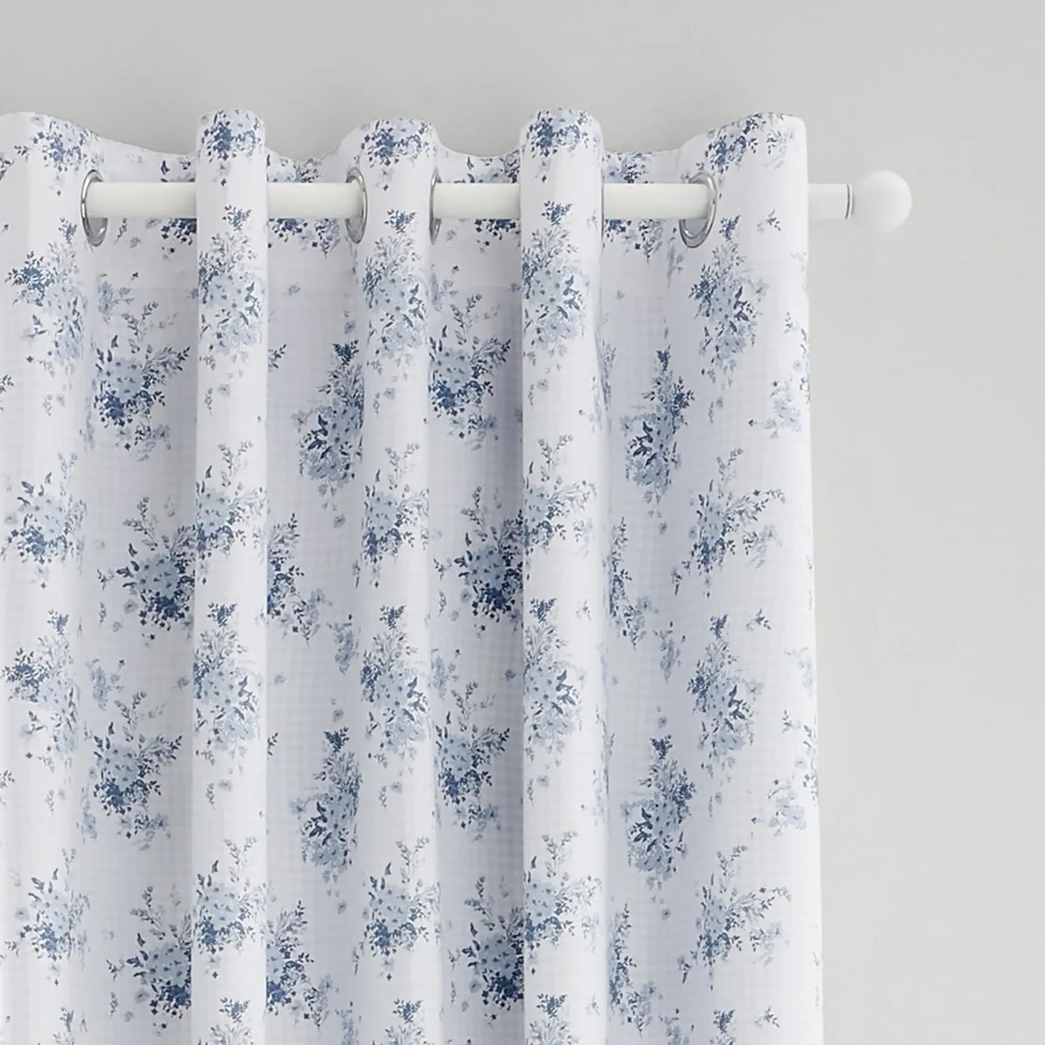 Reversible Eyelet Curtains - Blue, Cotton