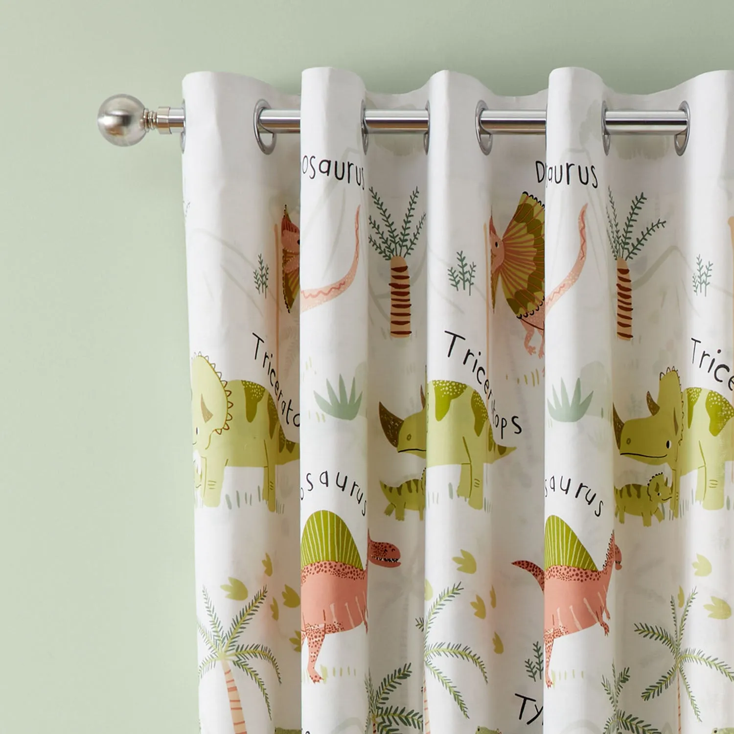 Reversible Eyelet Curtains - Green, Cotton Blend