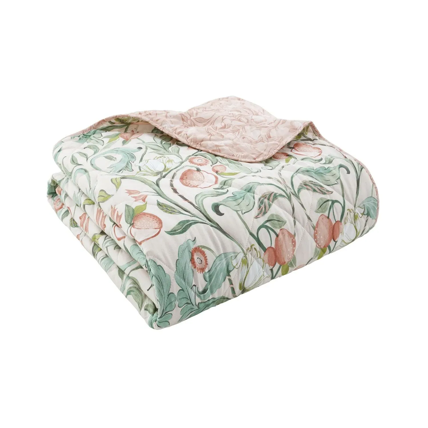 Reversible Quilted Bedspread - Green, Cotton