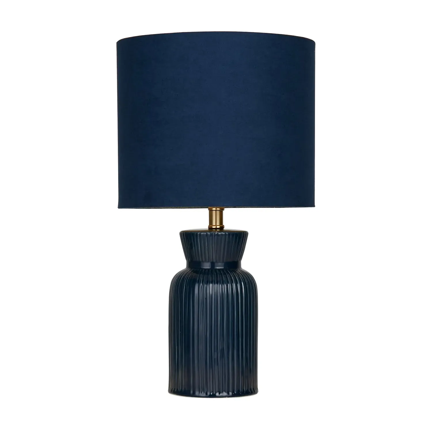 Ribbed Ceramic Table Lamp - Blue, Fabric