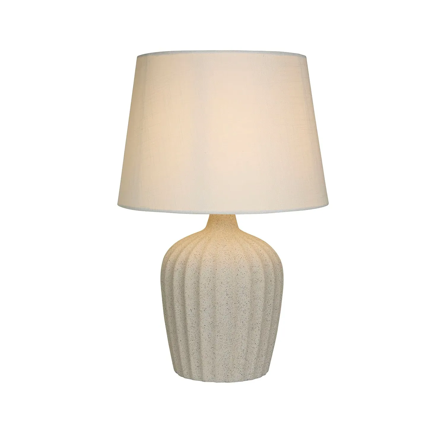 Ribbed Ceramic Table Lamp - Cream, Fabric