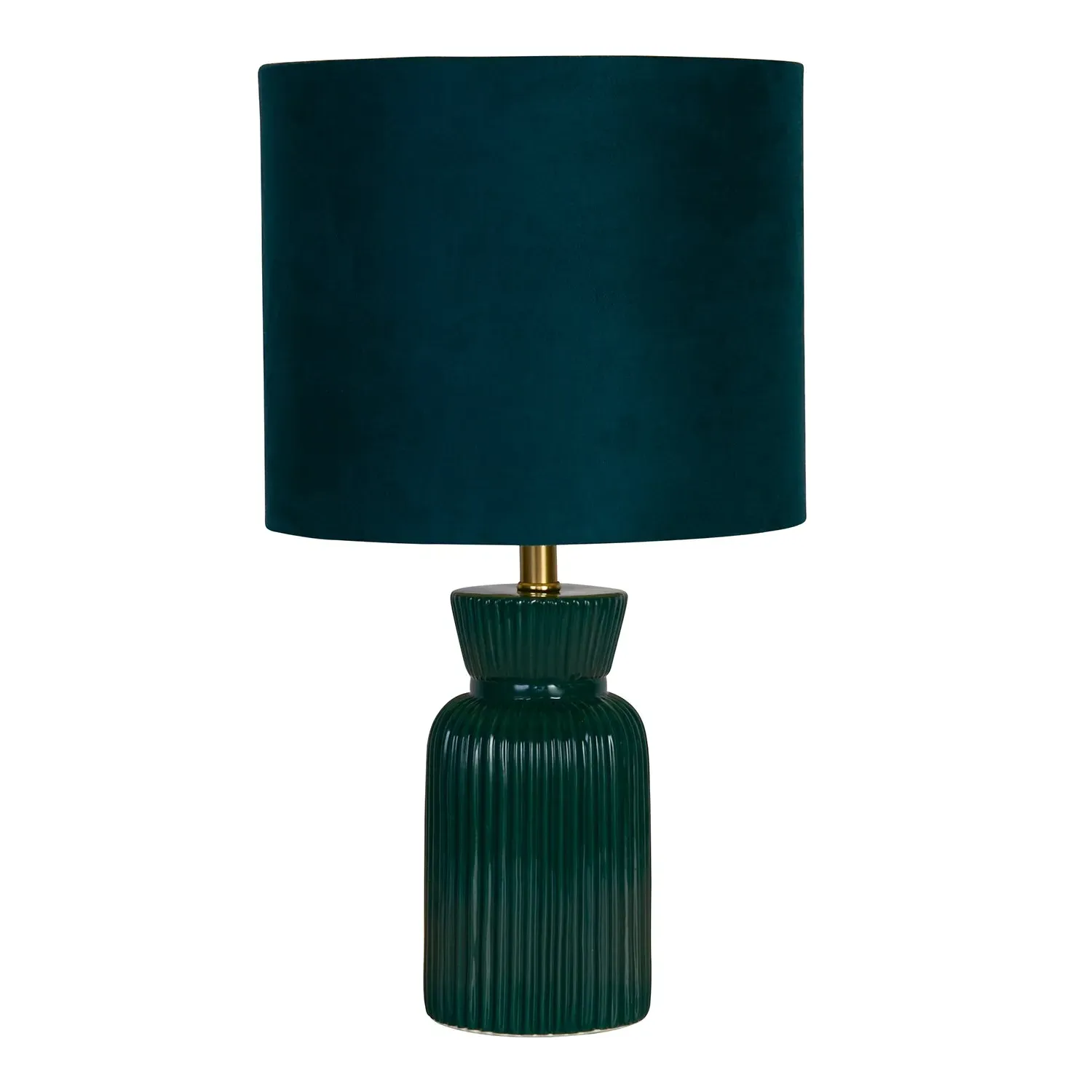 Ribbed Ceramic Table Lamp - Green, Fabric