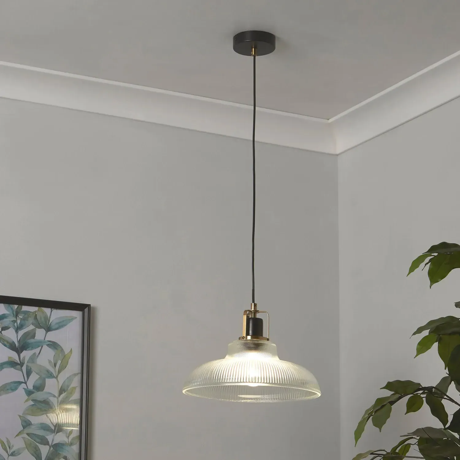 Ribbed Pendant Light - Black, Acrylic image