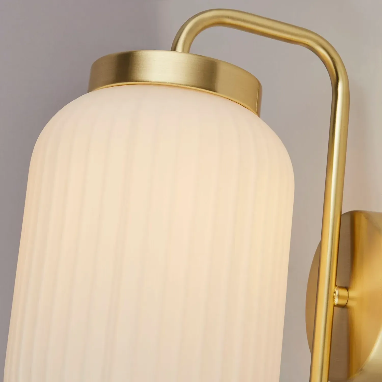 Ribbed Wall Light with Frosted Shade - Gold, Brass image