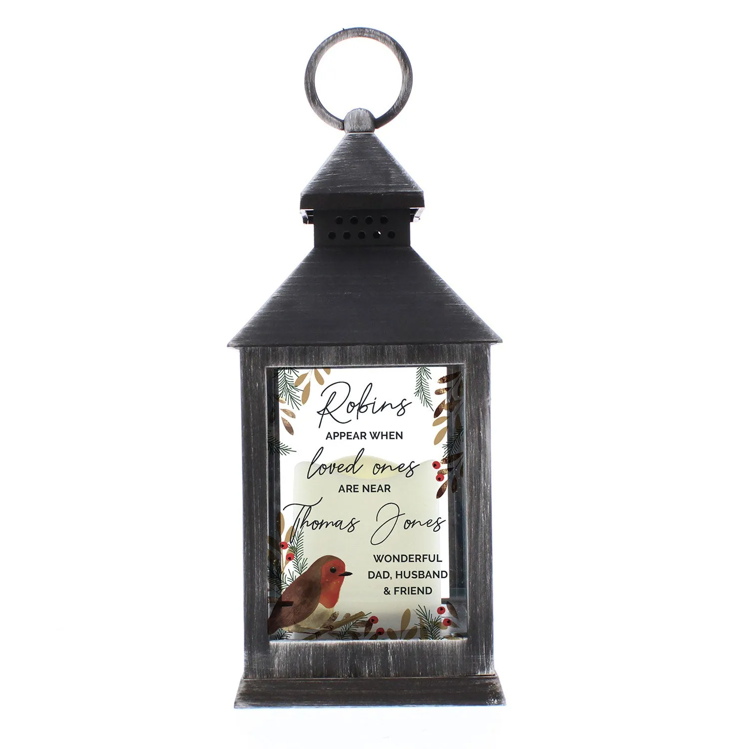 Robin Personalised Light Up Lantern - Black product