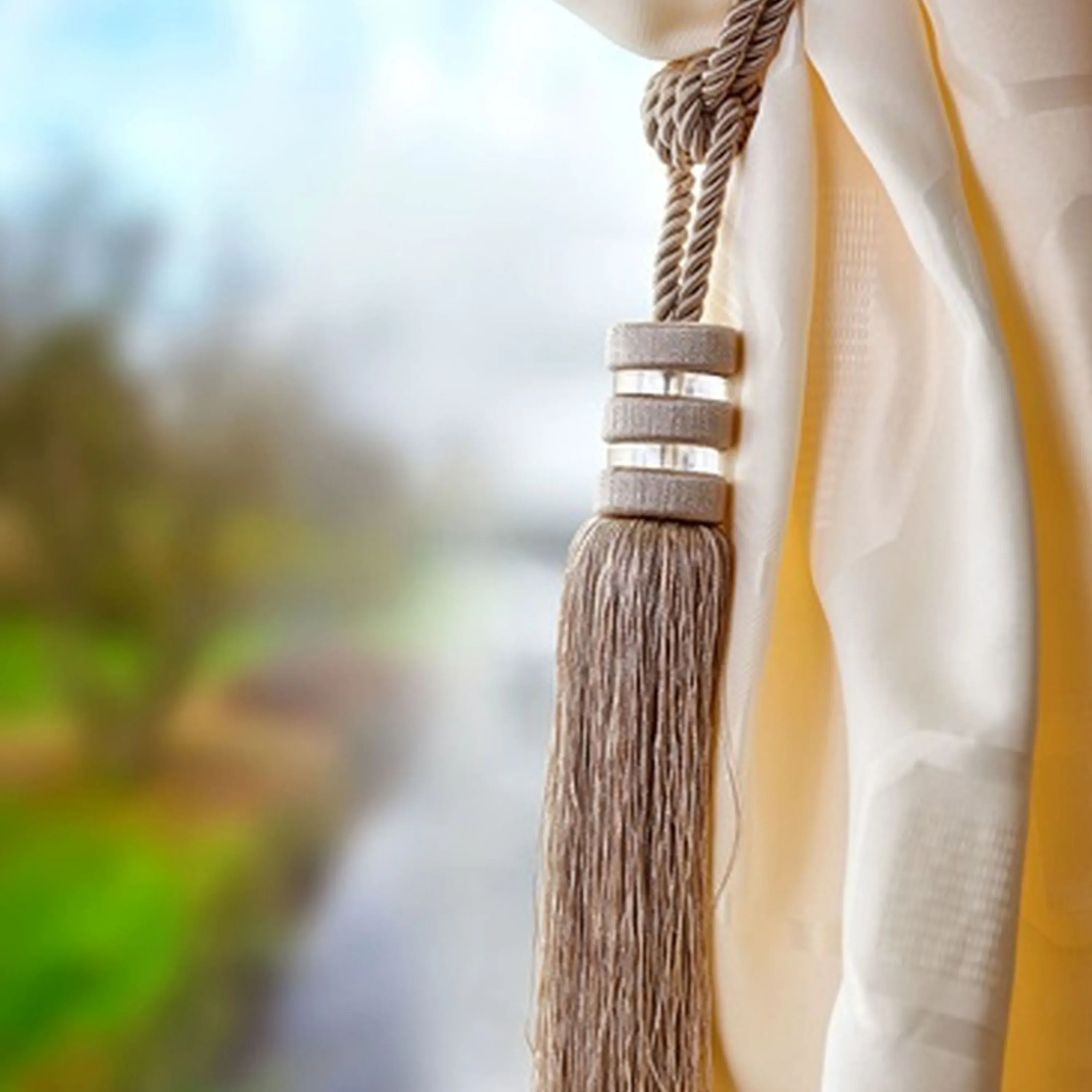 Rope Tassel Curtain Tiebacks - Beige