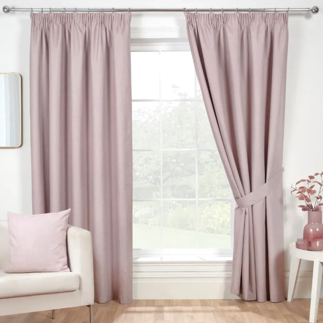 Rose Curtain Tie Backs - Pink, Slub Fabric image