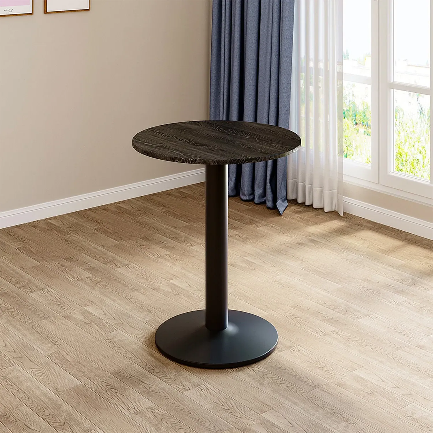 Round Cafe Table with Metal Base - Black by Julian Charles