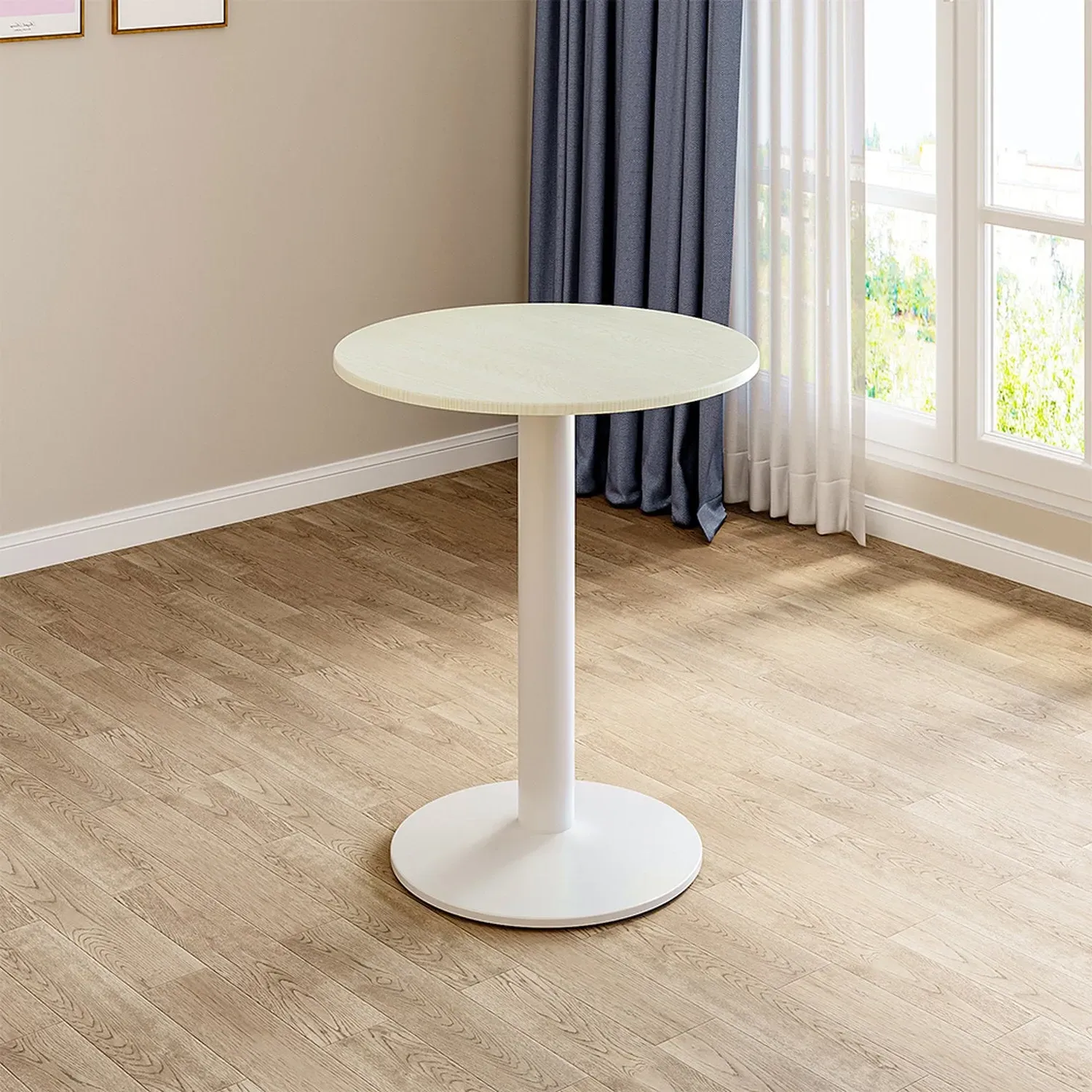 Round Cafe Table with Metal Base - White by Julian Charles