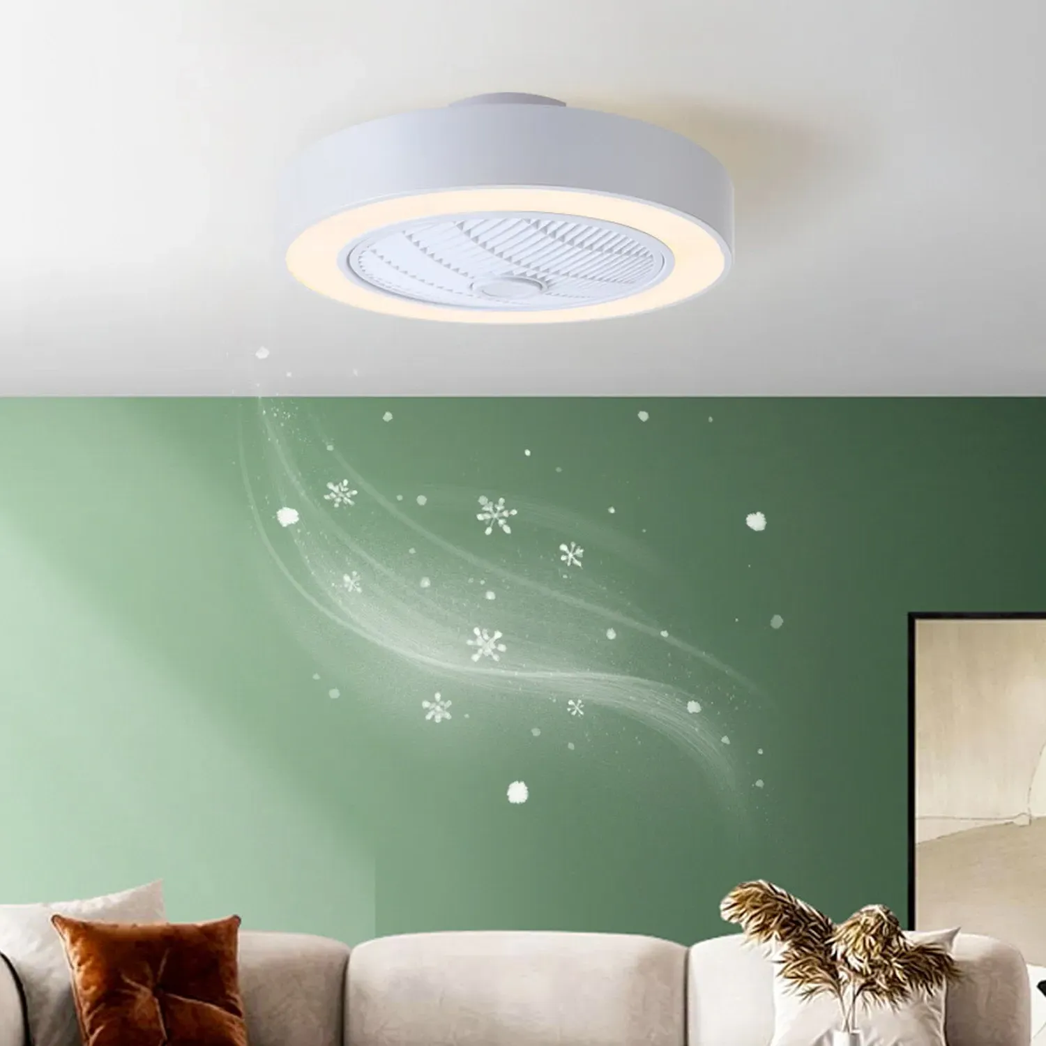 Round Ceiling Fan with 3 Colour LED and Remote Control - White by Julian Charles, image 2