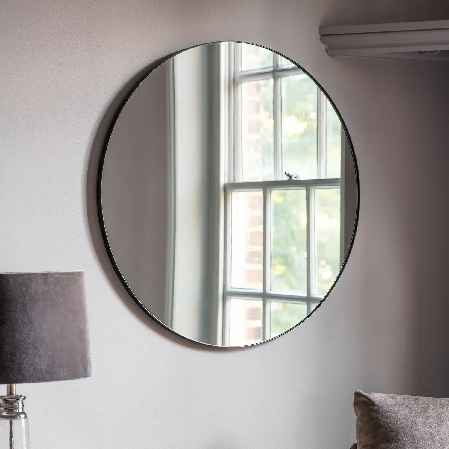 Round Mirror with Slim Frame - Black, Metal