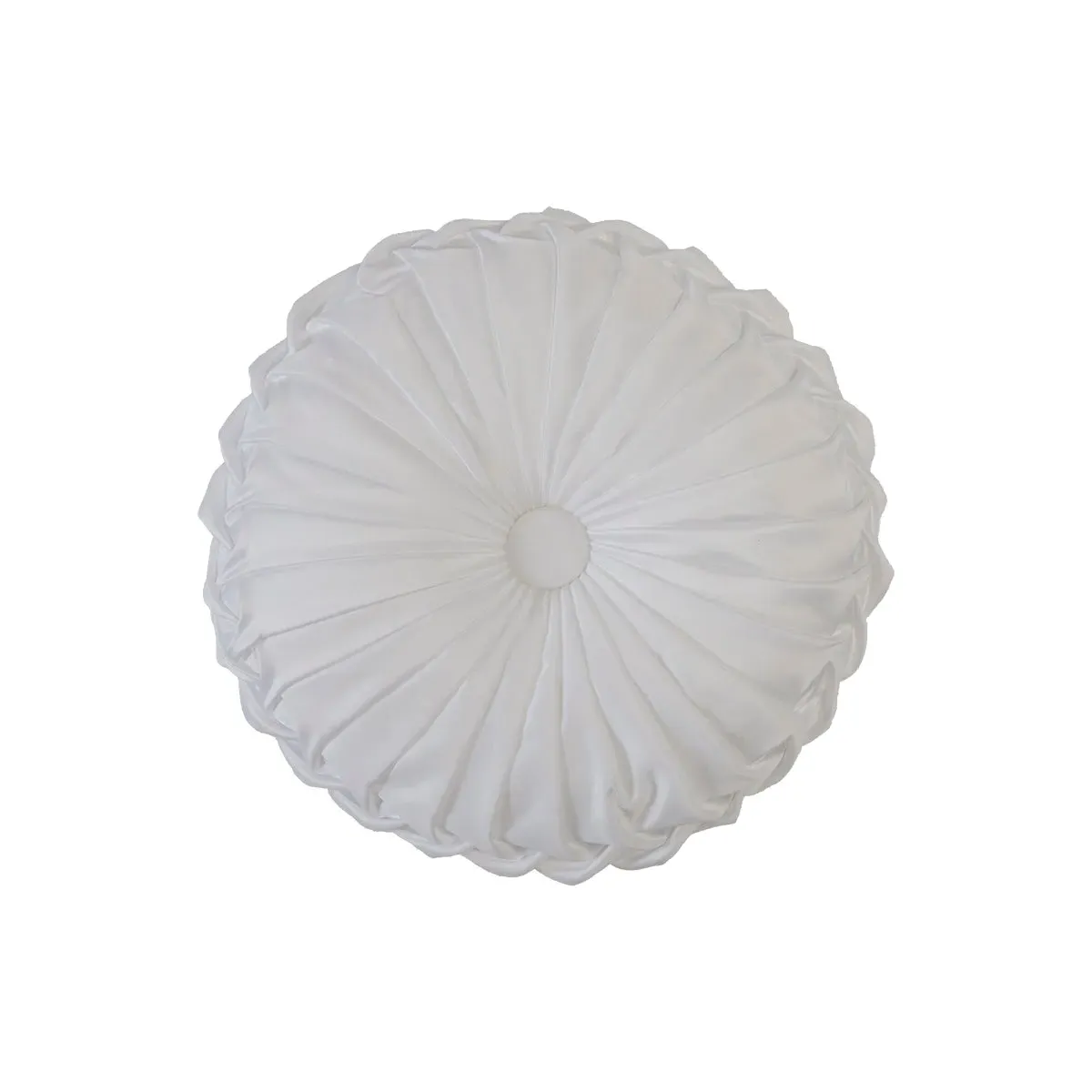 Round Rouched Cushion - White, Cotton image