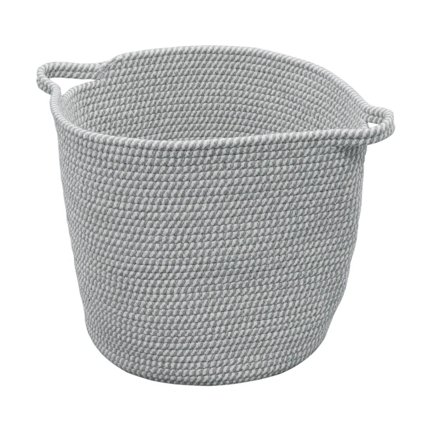 Round Storage Basket with Handles - Grey, Cotton