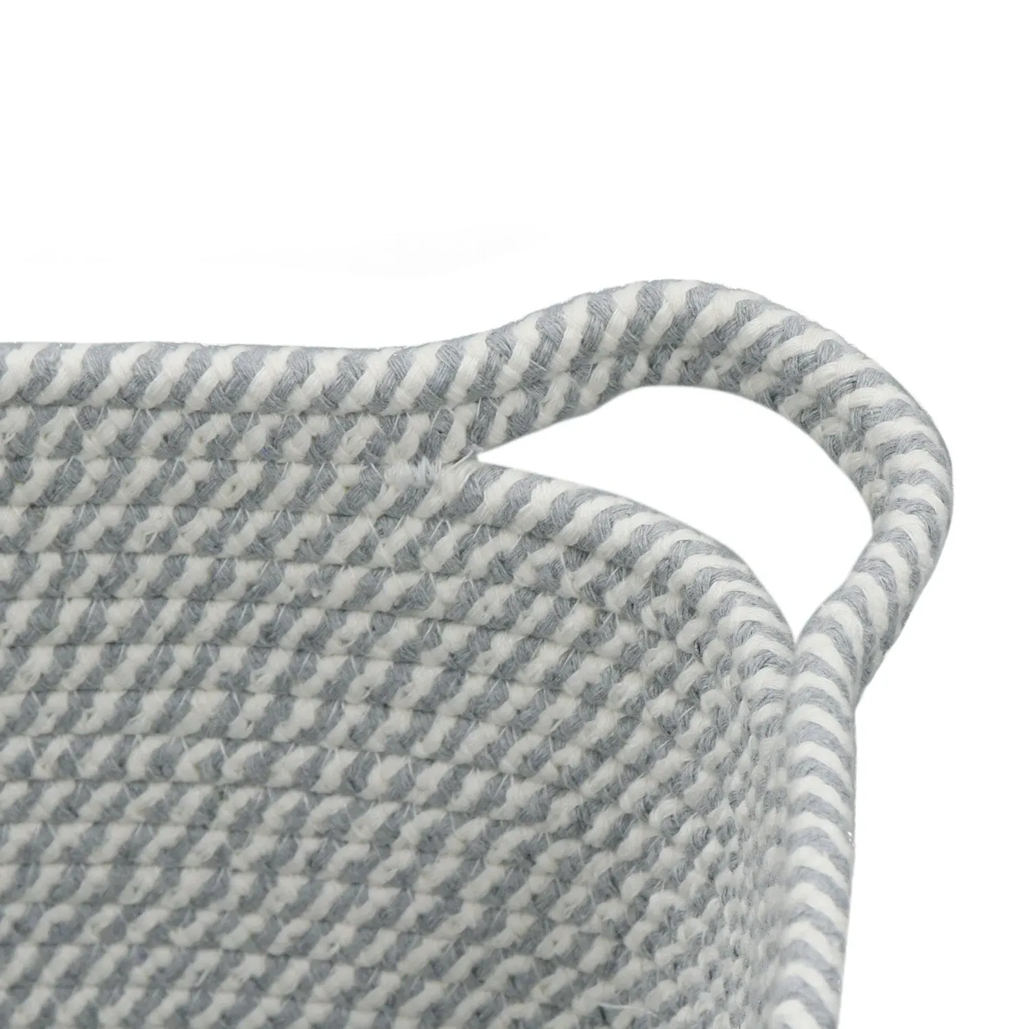 Round Storage Basket with Handles - Grey, Cotton