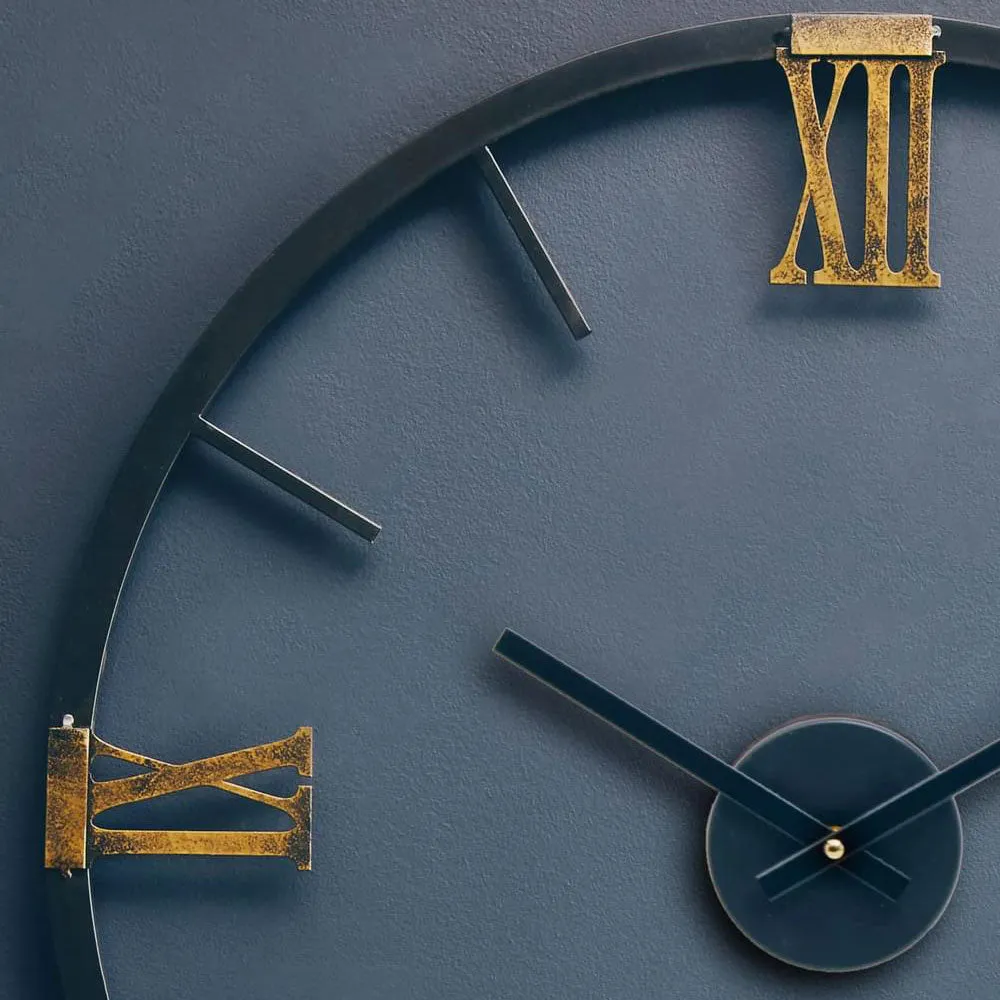 Round Wall Clock - Black, Metal image