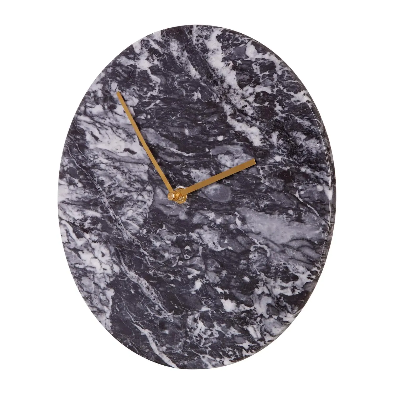 Round Wall Clock - Black, Real Marble