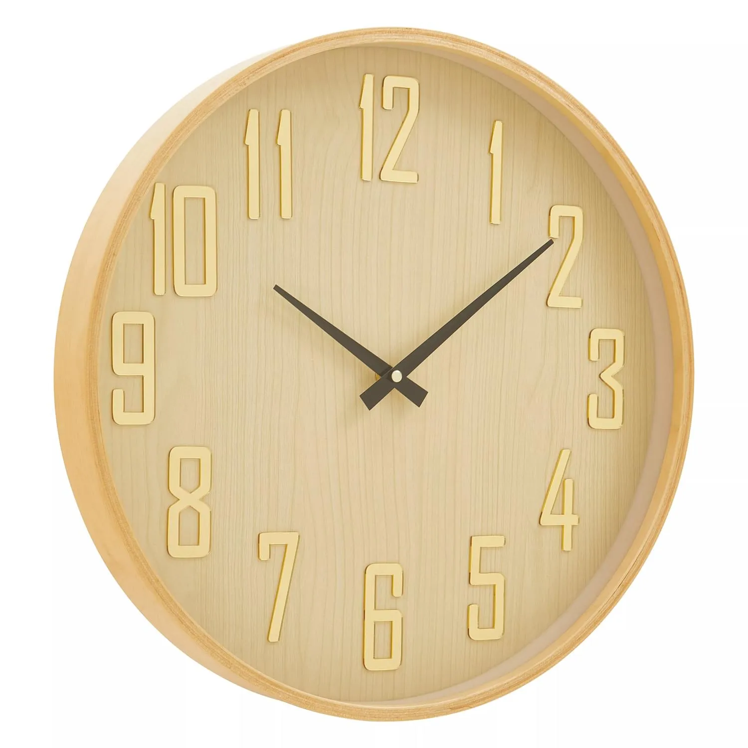 Round Wall Clock Contemporary Style - Natural Wood