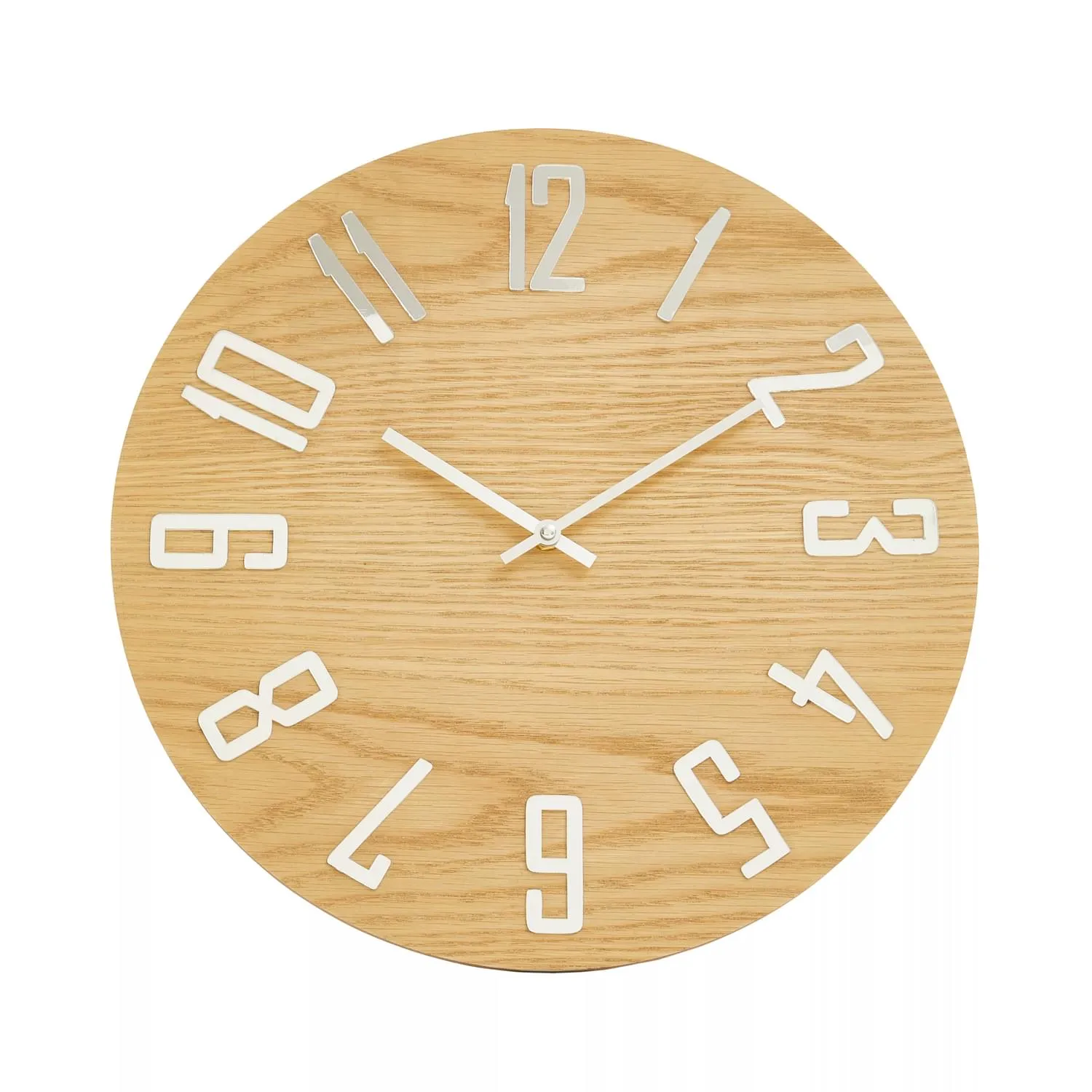 Round Wall Clock Minimal Design - Natural Wood