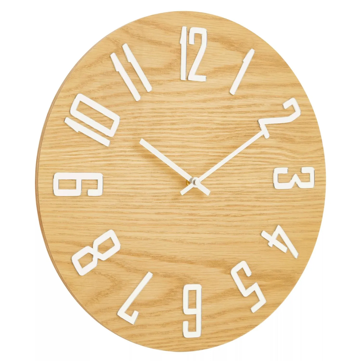 Round Wall Clock Minimal Design - Natural Wood