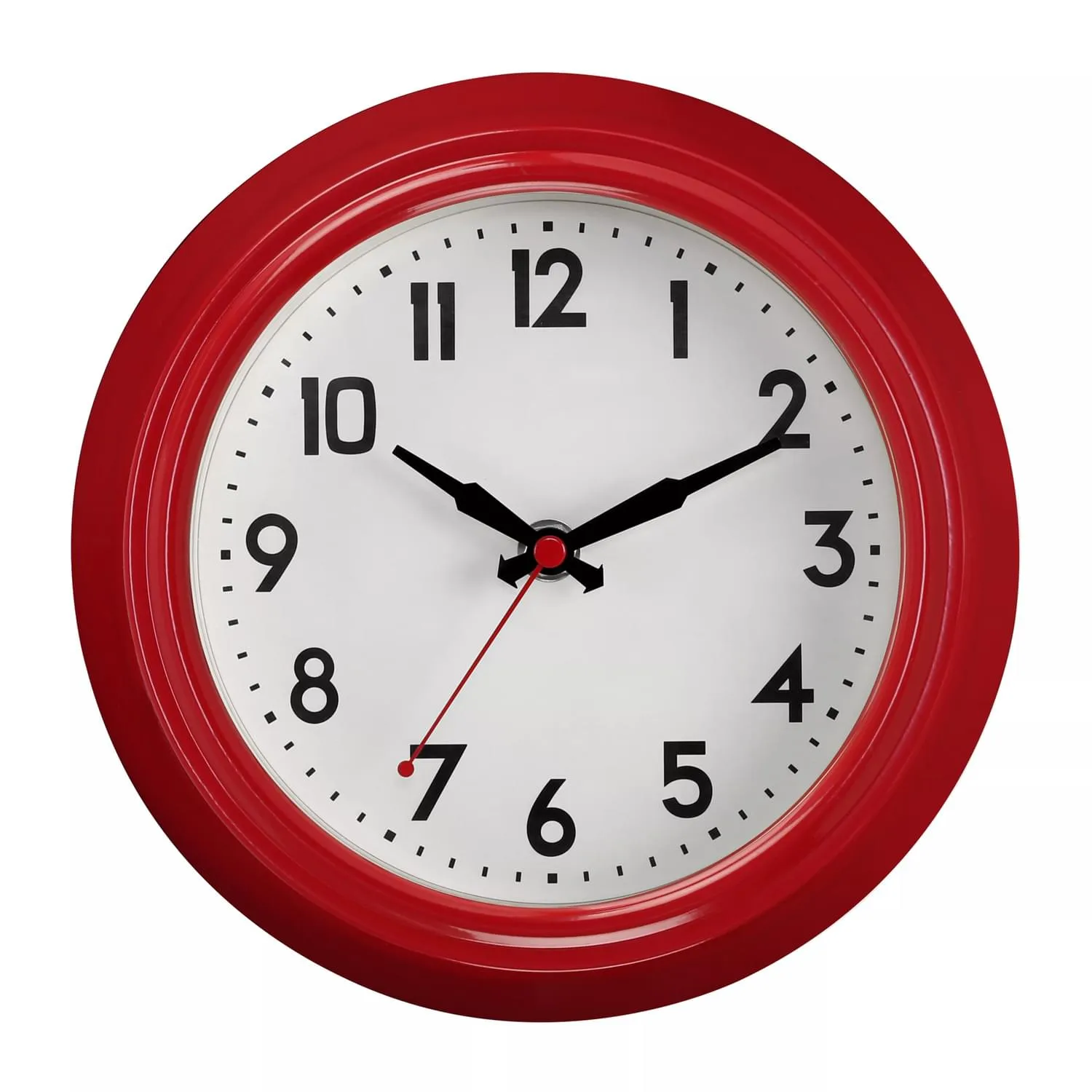 Round Wall Clock Vintage Style - Red, Metal