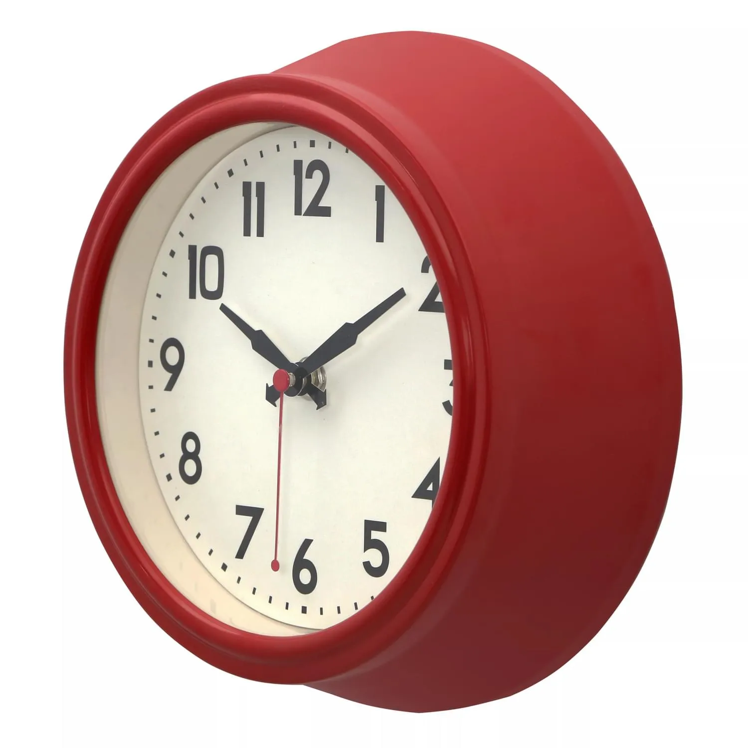 Round Wall Clock Vintage Style - Red, Metal image