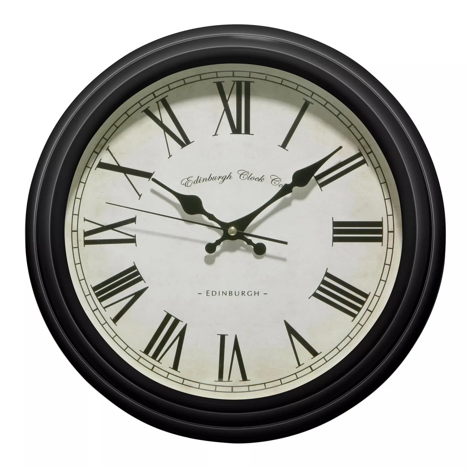 Round Wall Clock with Roman Numerals - Black image