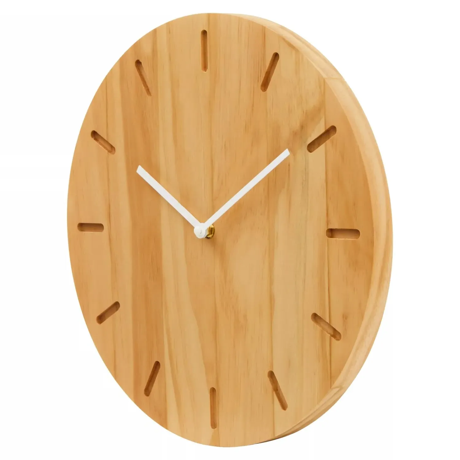 Round Wall Clock Wood Effect - Natural Wood