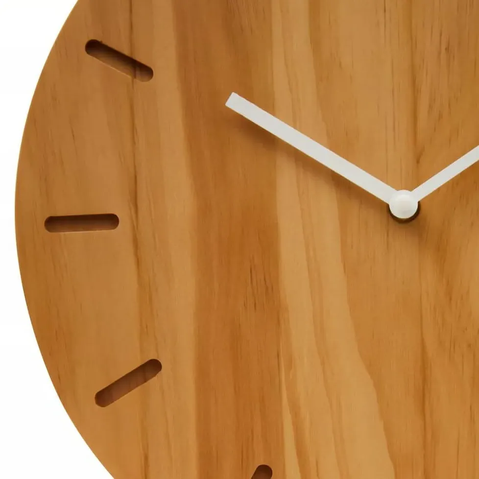 Round Wall Clock Wood Effect - Natural Wood