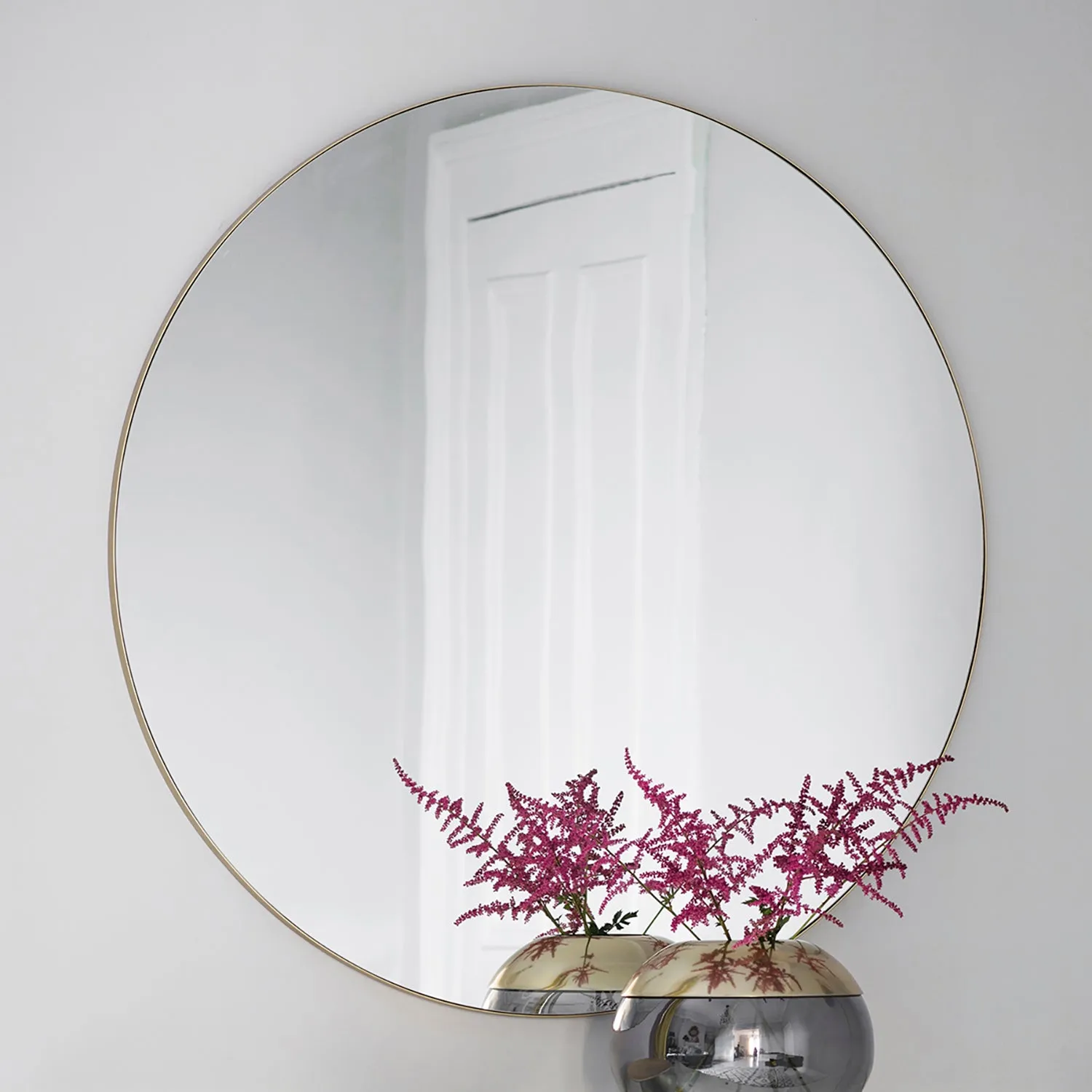 Round Wall Mirror - Champagne, Metal Frame