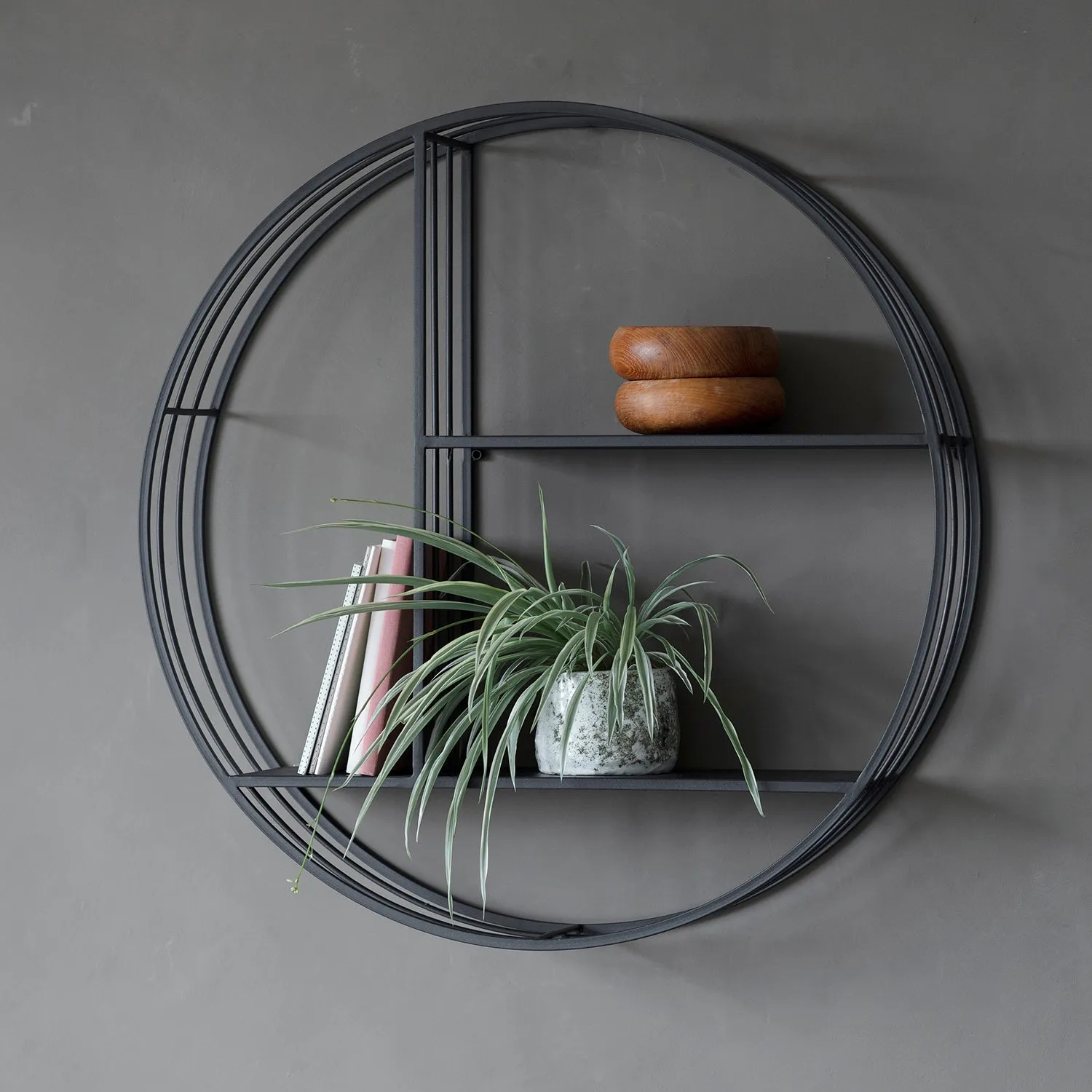 Round Wall Unit Storage - Black, Metal