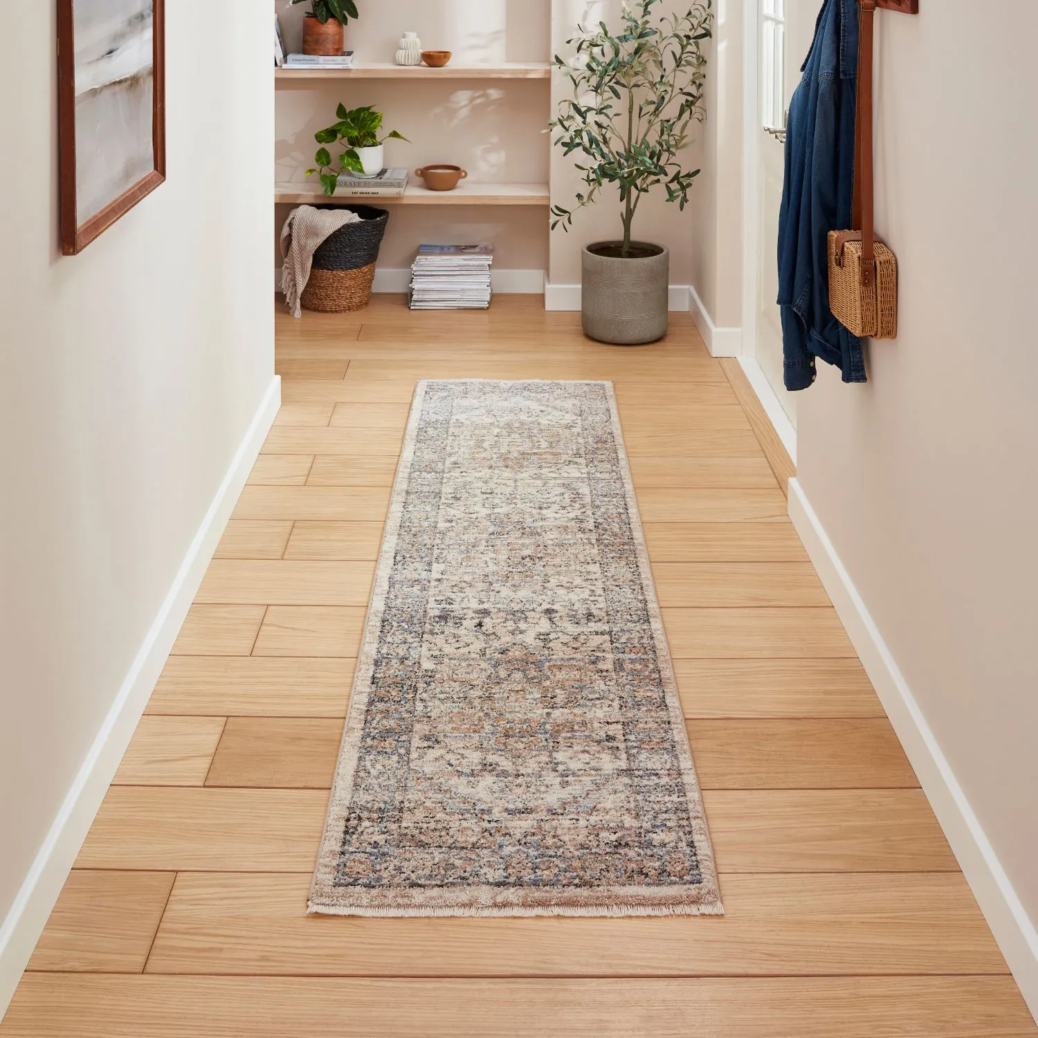 Runner Rug Traditional Design - Blue, Polypropylene